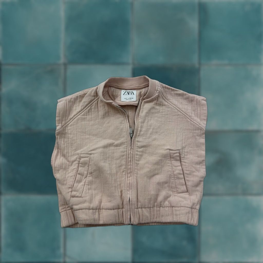 Zara Zara Jacket Womens Small Light Pink Sleeveless Full Zip Cotton Shirt Womens Small Pink Modern Artsy Outdoor Classic 90s Retro Jacket Ladies Women Size S / US 4 / IT 40 - 1 Thumbnail