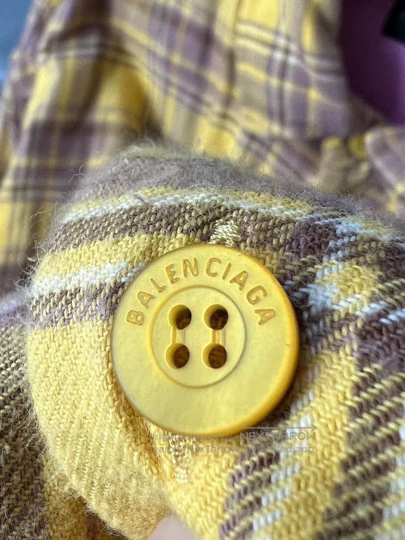 Balenciaga Balenciaga 23SS Yellow Pink Plaid Shirt Jacket. Size US XS / EU 42 / 0 - 4 Thumbnail