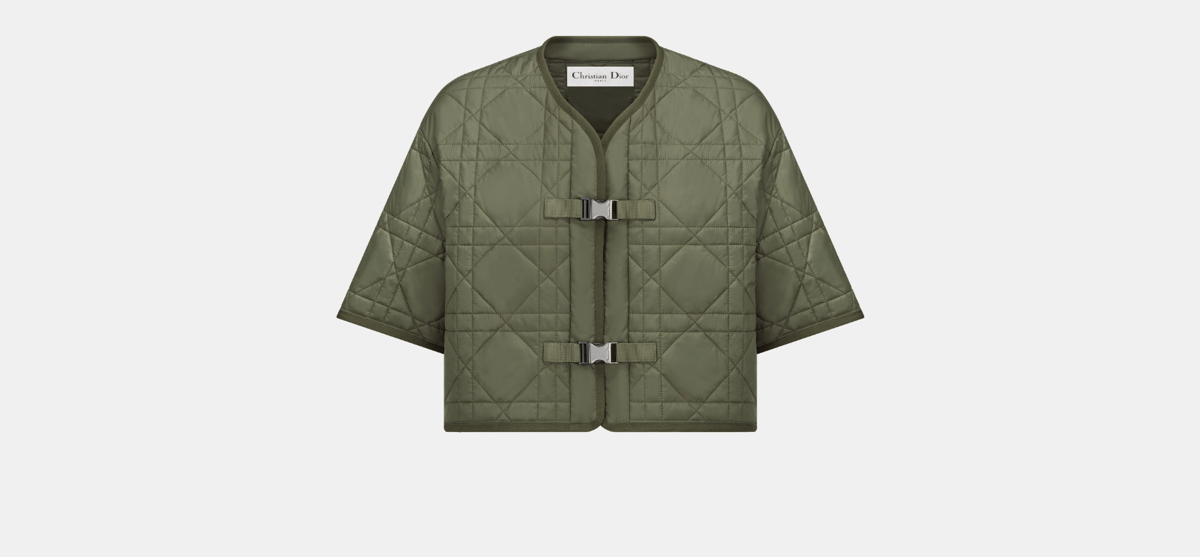 o1w1db10624 Macrocannage Short-Sleeved Pea Coat in Green