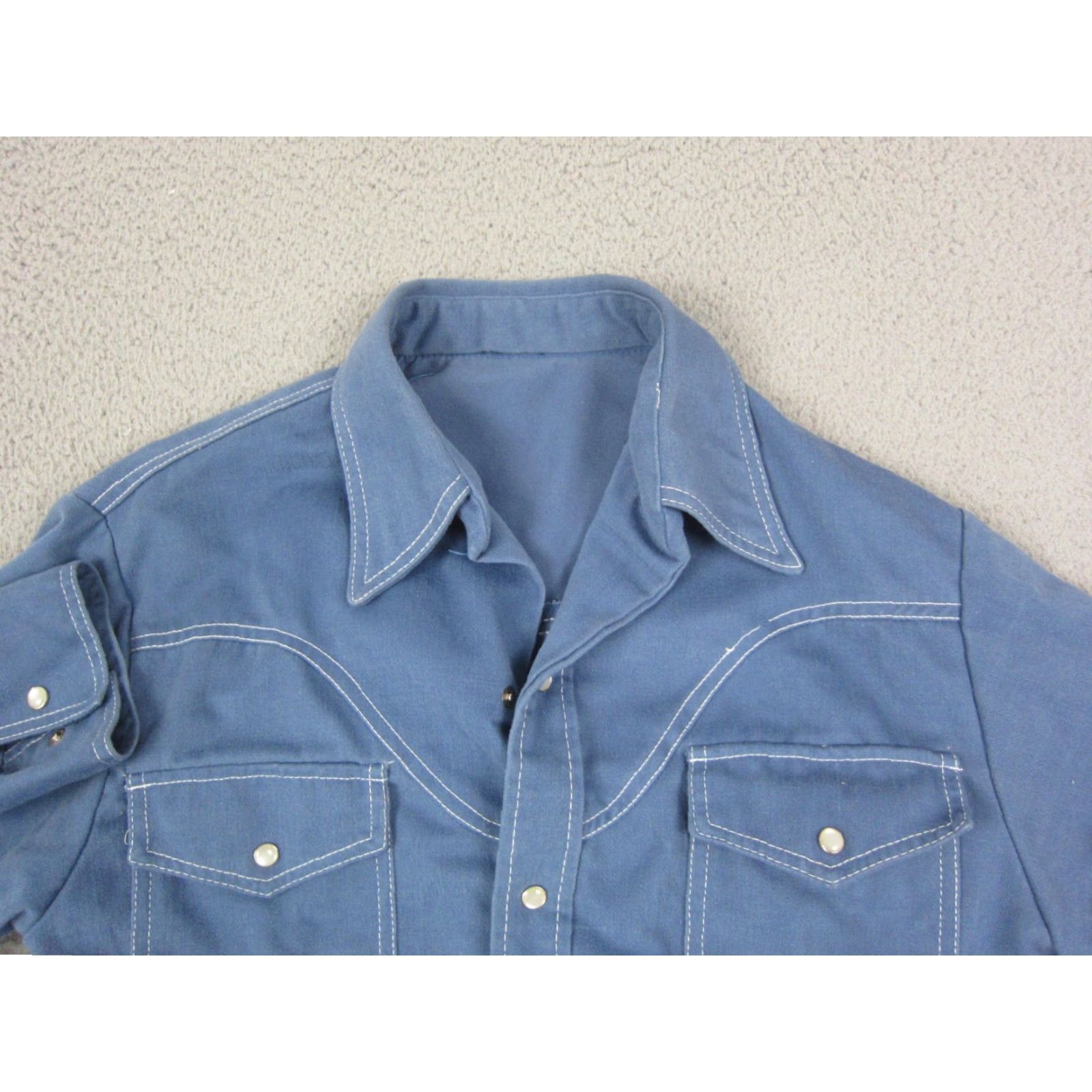 Vintage VINTAGE Western Shirt Mens M Blue Button Up Snap 60s 70s Casual Chamois Shirt Size US M / EU 48-50 / 2 - 2 Thumbnail
