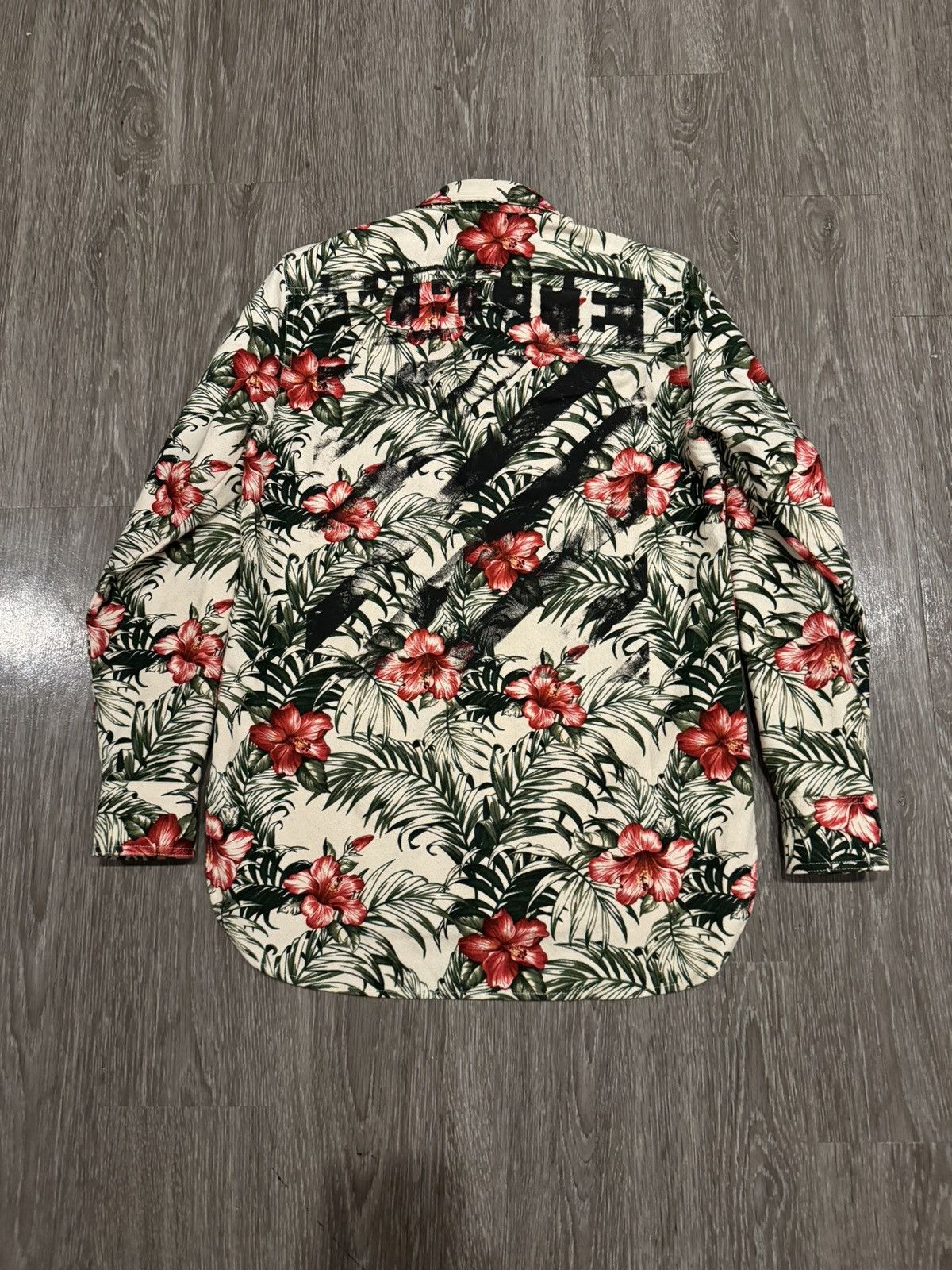 image of Off White Ss15 Moving Still Hibiscus Flower Shirt in Flower Print, Men's (Size XS)