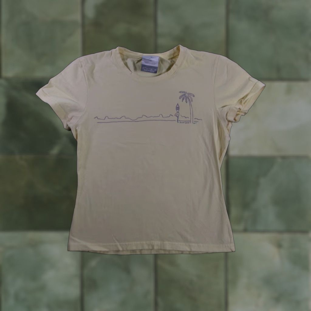 Nike Nike Shirt Women S Short Sleeve Graphic Palm Tree Resort Sport Yellow Cotton Blend Size S / US 4 / IT 40 - 1 Thumbnail