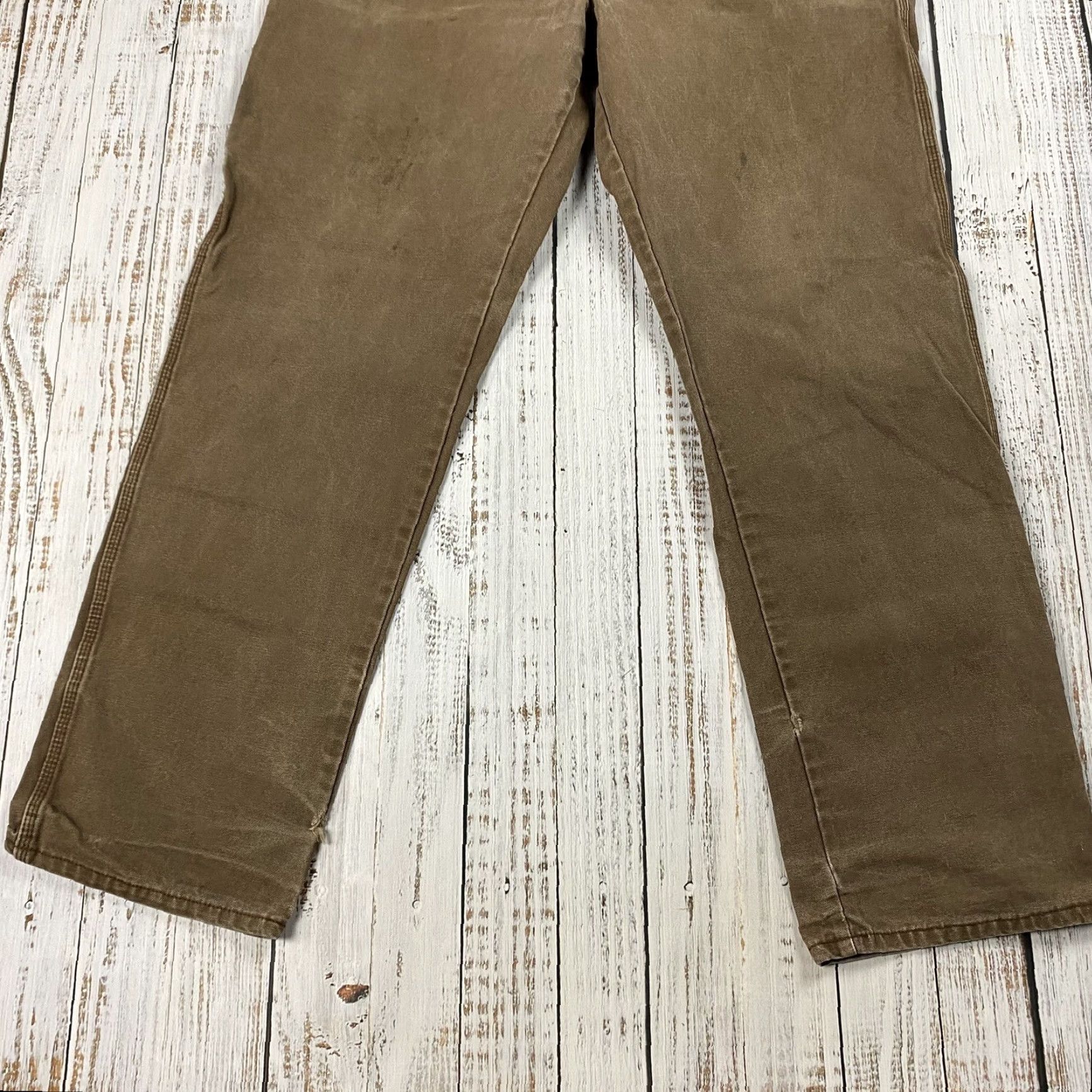Dickies DICKIES Mens Relaxed Straight Leg Duck Carpenter Pants Distressed Brown 38x34 Size US 38 / EU 54 - 7 Thumbnail