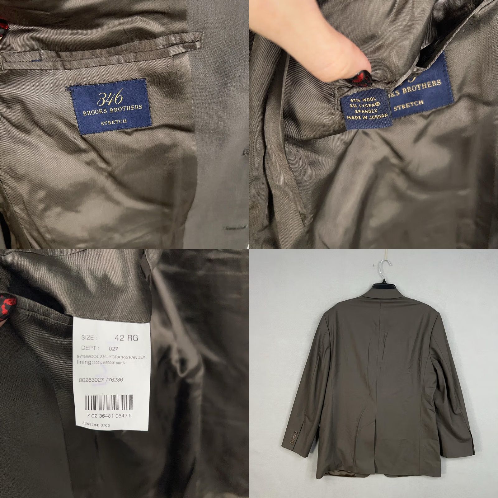 Brooks Brothers Brooks Brothers Mens Brown Wool Stretch Sport Coat 42R 346 Blazer Size 42R - 8 Thumbnail