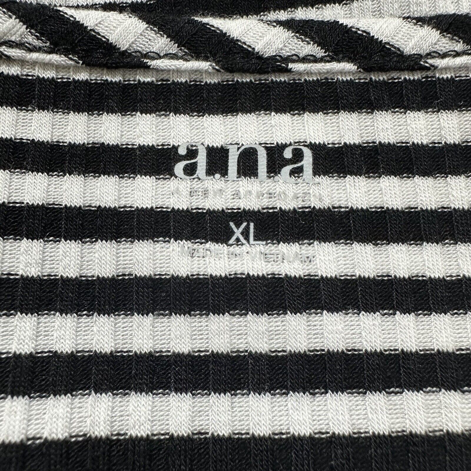 Other a.n.a. XL Square Neck Stretch T Shirt Top Black White Stripe Size XL / US 12-14 / IT 48-50 - 3 Thumbnail