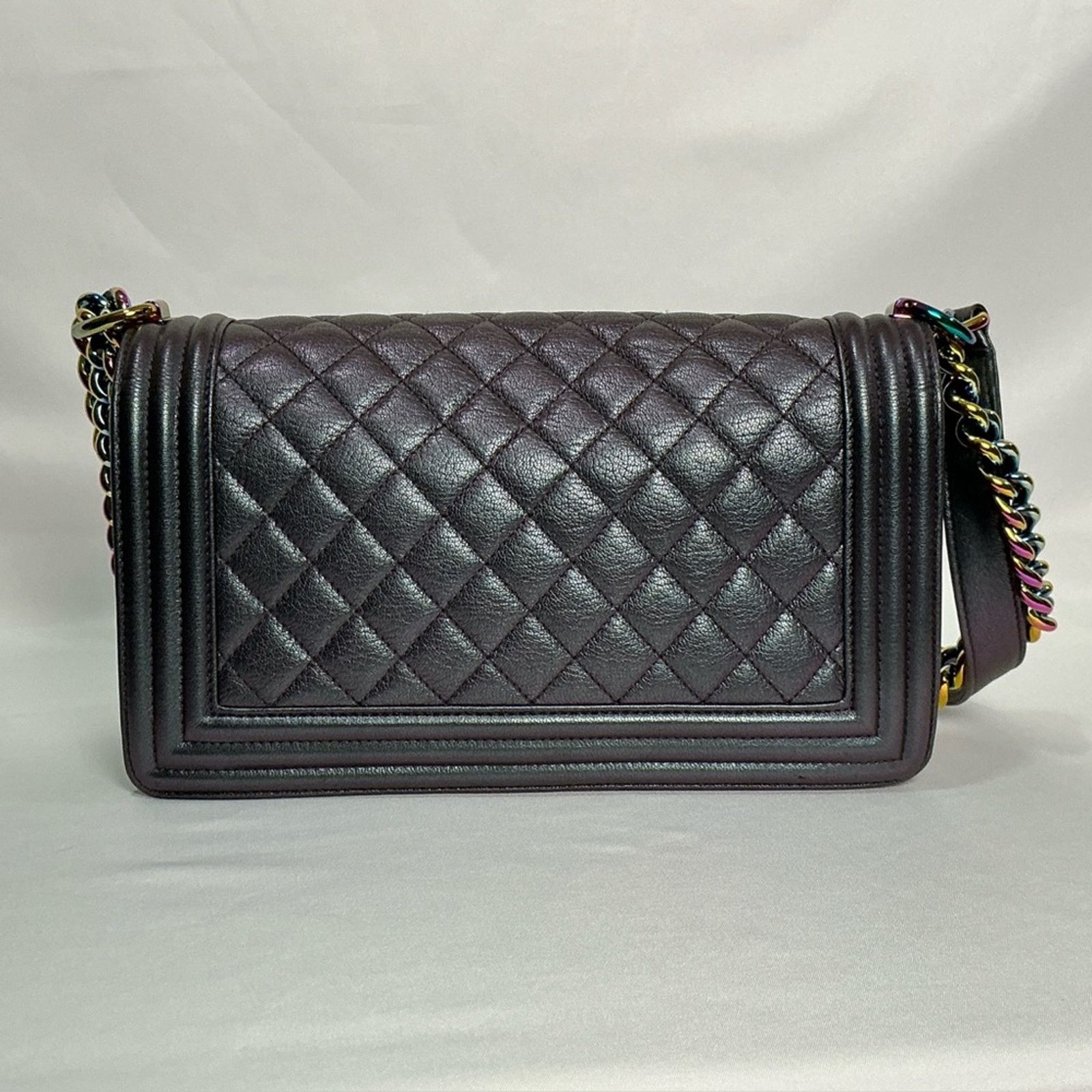 Chanel Chanel Purple Iridescent Mermaid Boy Flap Bag goatskin leath Size ONE SIZE - 3 Thumbnail