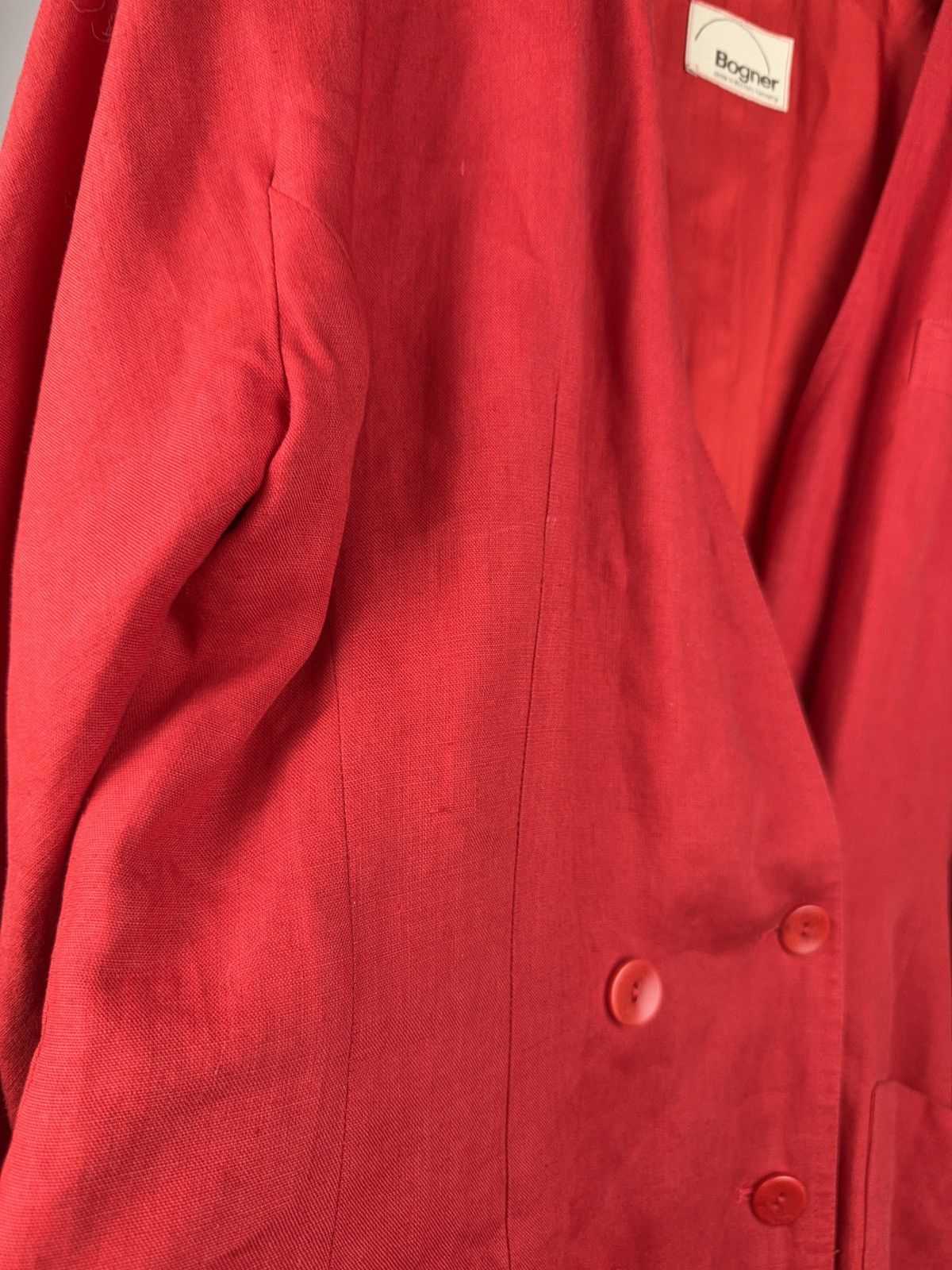 Bogner 80s Vintage Bogner Red Linen Blazer Made in West Germany Size L / US 10 / IT 46 - 8 Thumbnail