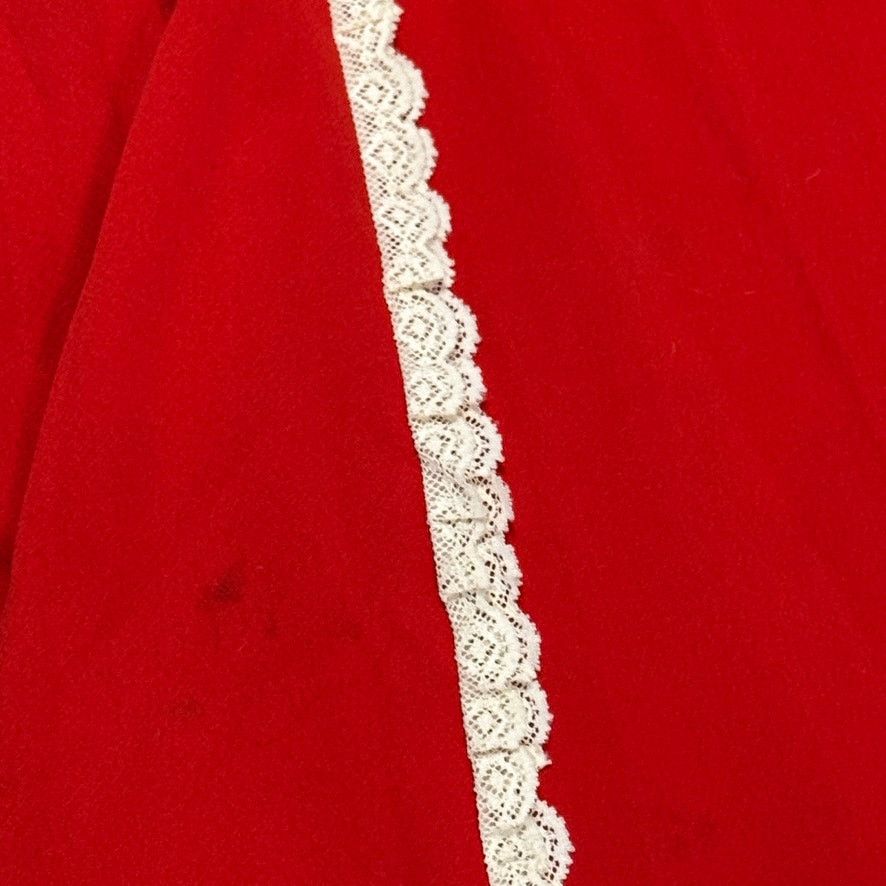 Vintage Vintage 70s Red Prairie Maxi Dress Lace Trim Sheer Sleeves M Size M / US 6-8 / IT 42-44 - 5 Thumbnail