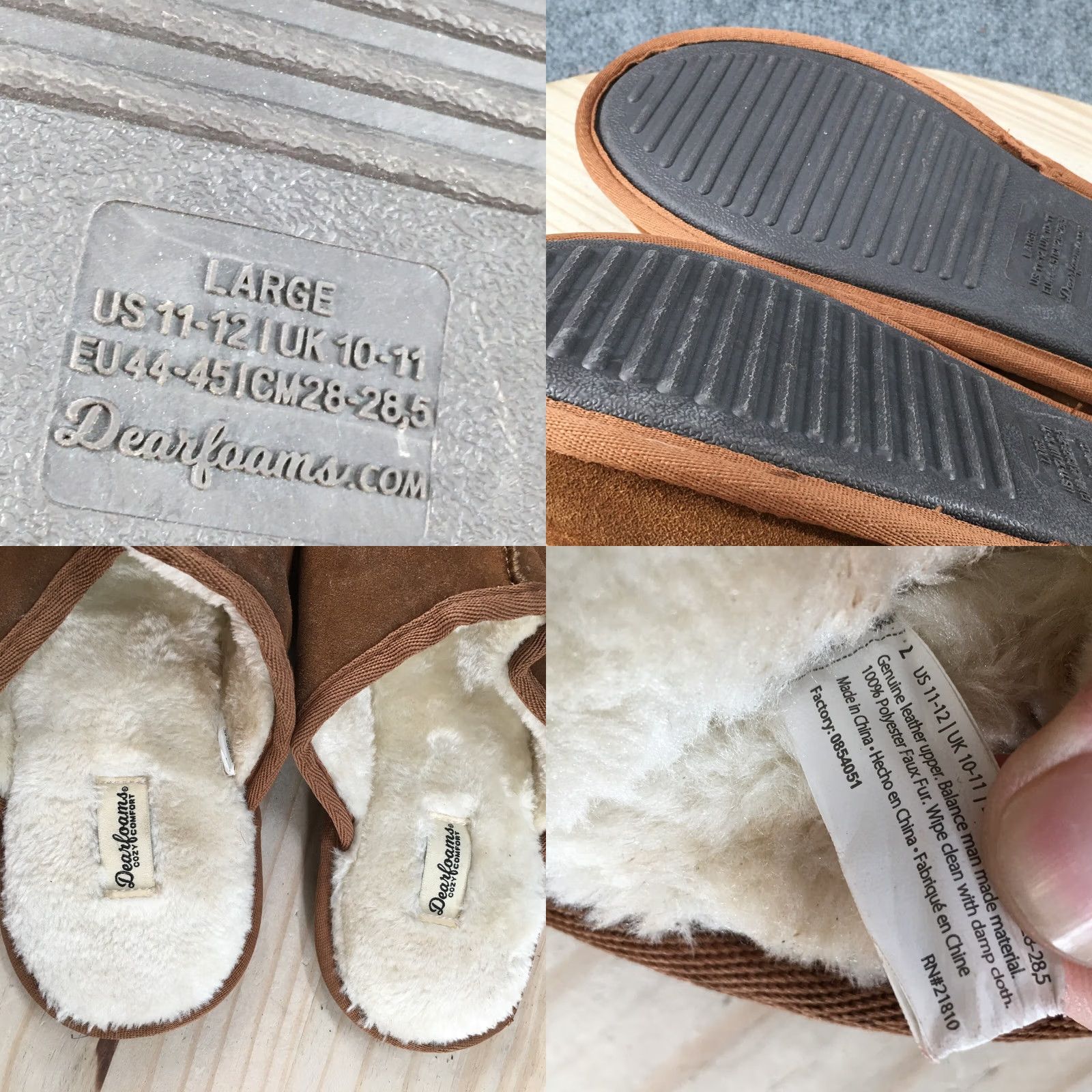 Vintage Dearfoams Mens 12 Brown Mules Slip On Sheepskin Casual Comfort Suede Slipper Size ONE SIZE - 9 Thumbnail