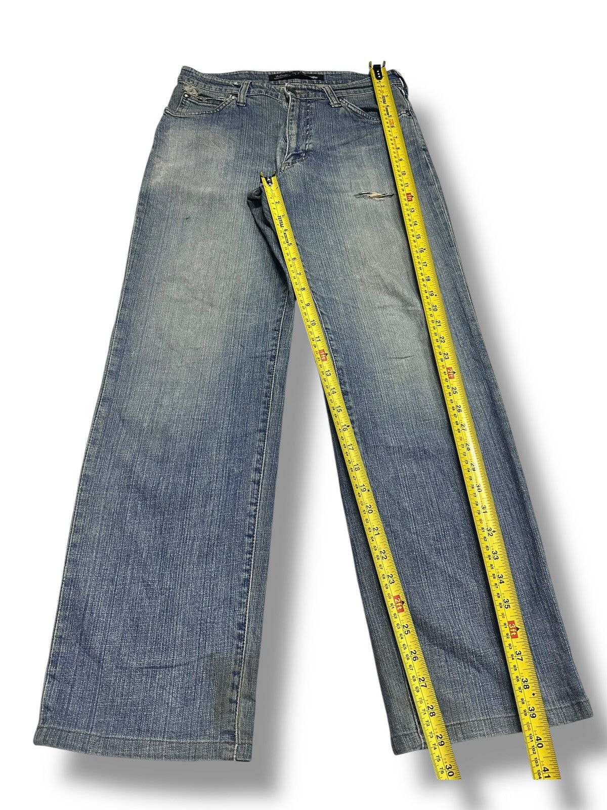 Japanese Brand Wrangler Rare Silver Colour Wideleg Style and Faded Wash Size US 30 / EU 46 - 12 Thumbnail