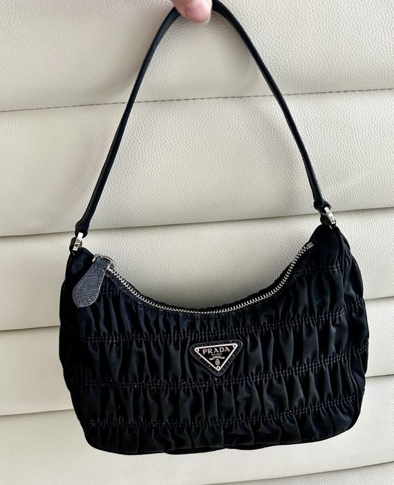 Ruched prada best sale nylon bag