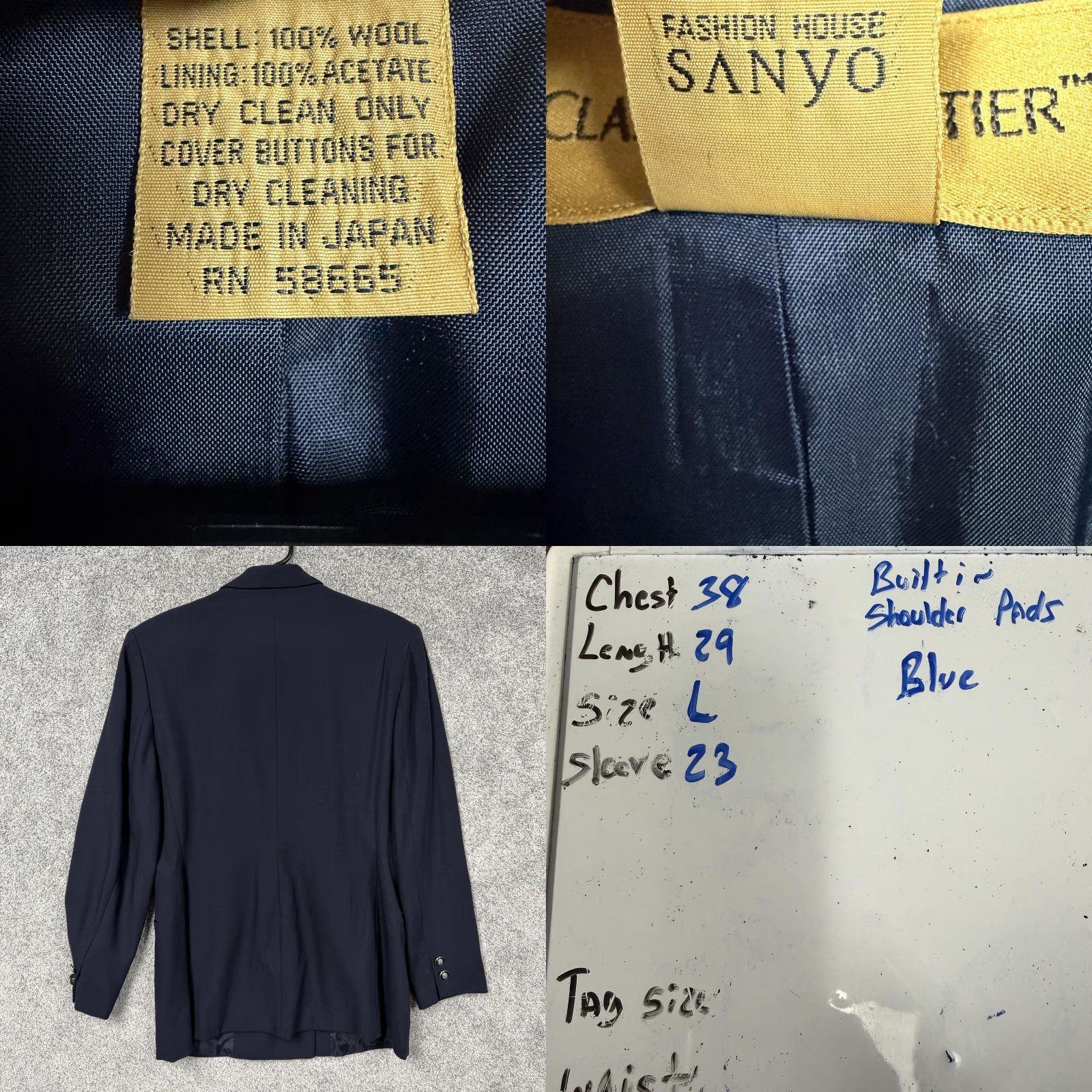 Vintage VINTAGE Classiques Entier Blazer Wool Petite Longline Navy Blue 4-Button Notch Lapel Business Workwear Pant Suit Womens L Size L / US 10 / IT 46 - 8 Thumbnail