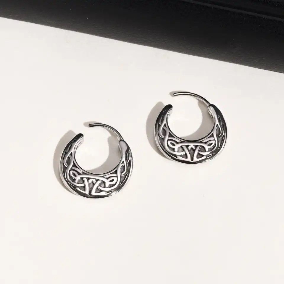 Jewelry × Vintage Men Nordic Viking Knot Hoop Earrings Size ONE SIZE - 5 Thumbnail
