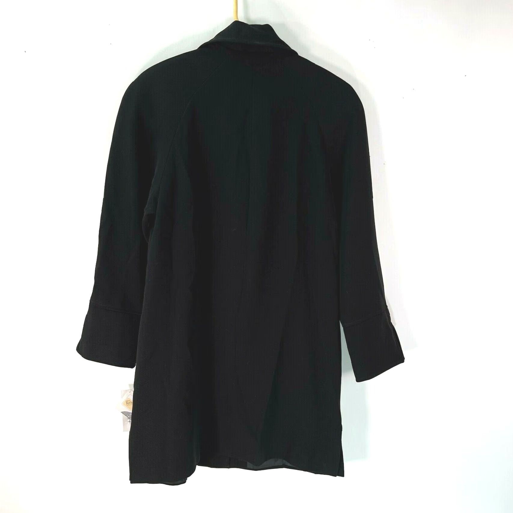Vintage Larry Levine Sport Womens Overcoat Black XS Coat Long Sleeve 34" Length Button Pattern Solid 100% Polyester Winter Fall Casual Womens Size XS / US 0-2 / IT 36-38 - 2 Thumbnail