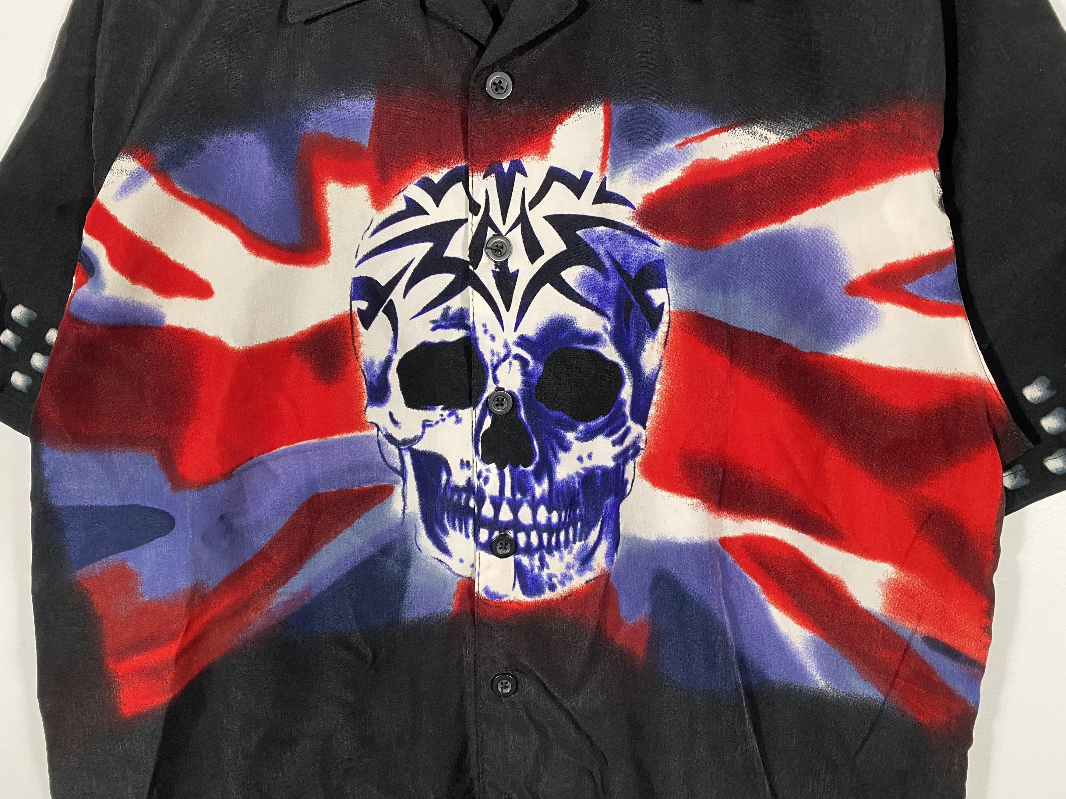 Vintage Vintage Union Jack Tribal Skull Oversized camp collar shirt Size US M / EU 48-50 / 2 - 3 Thumbnail