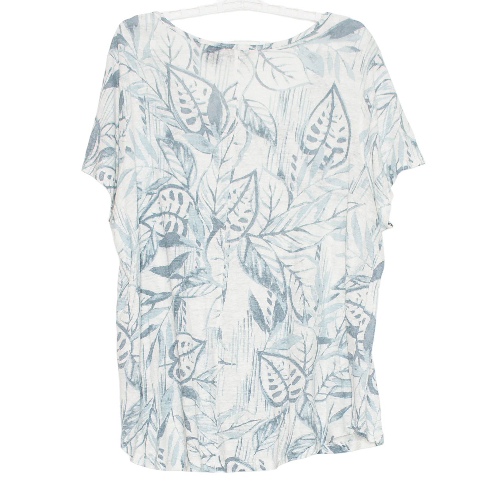 Elie Tahari Tahari Linen Top White Blue 1X Plus Size Coastal Minimalist Size XXL / US 16-18 / IT 52-54 - 3 Thumbnail