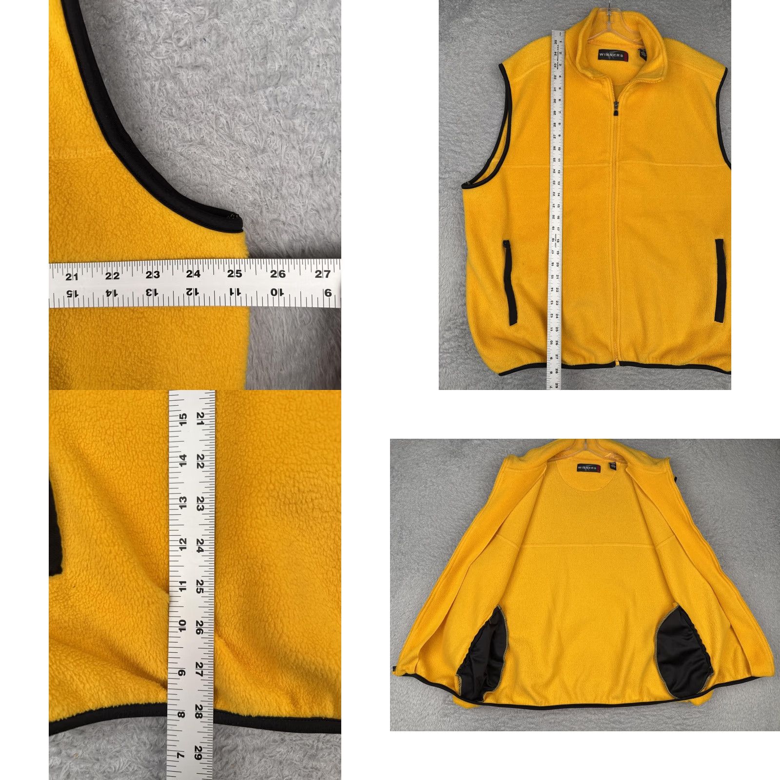 Vintage Winners Tech Vest Mens L Yellow Fleece Full Zip Sleeveless Outdoor Casual Clothing Size US L / EU 52-54 / 3 - 8 Thumbnail