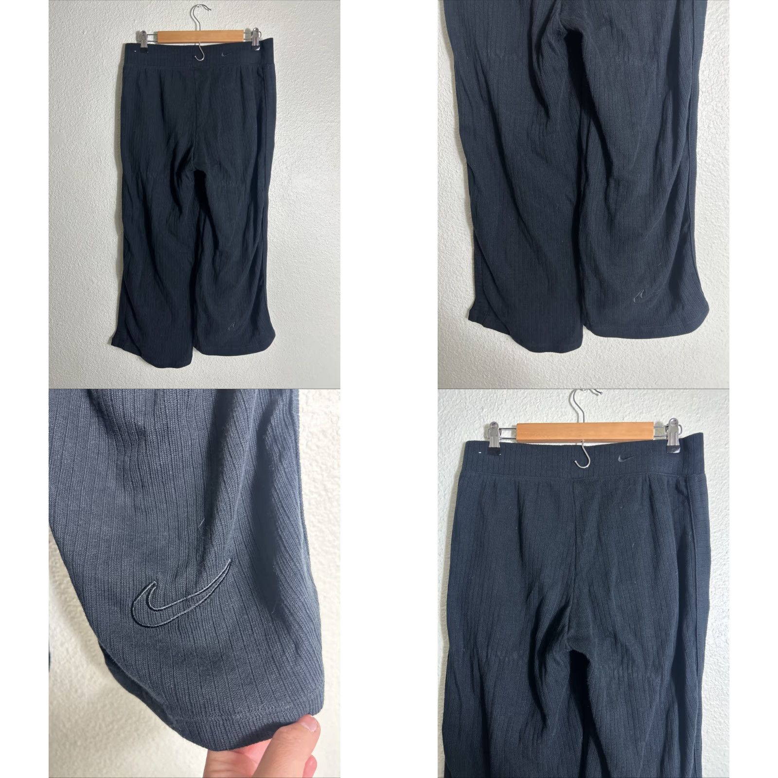 Nike Nike Womens Black Cropped Ribbed Athletic Pants M Size 32" / US 10 / IT 46 - 8 Thumbnail