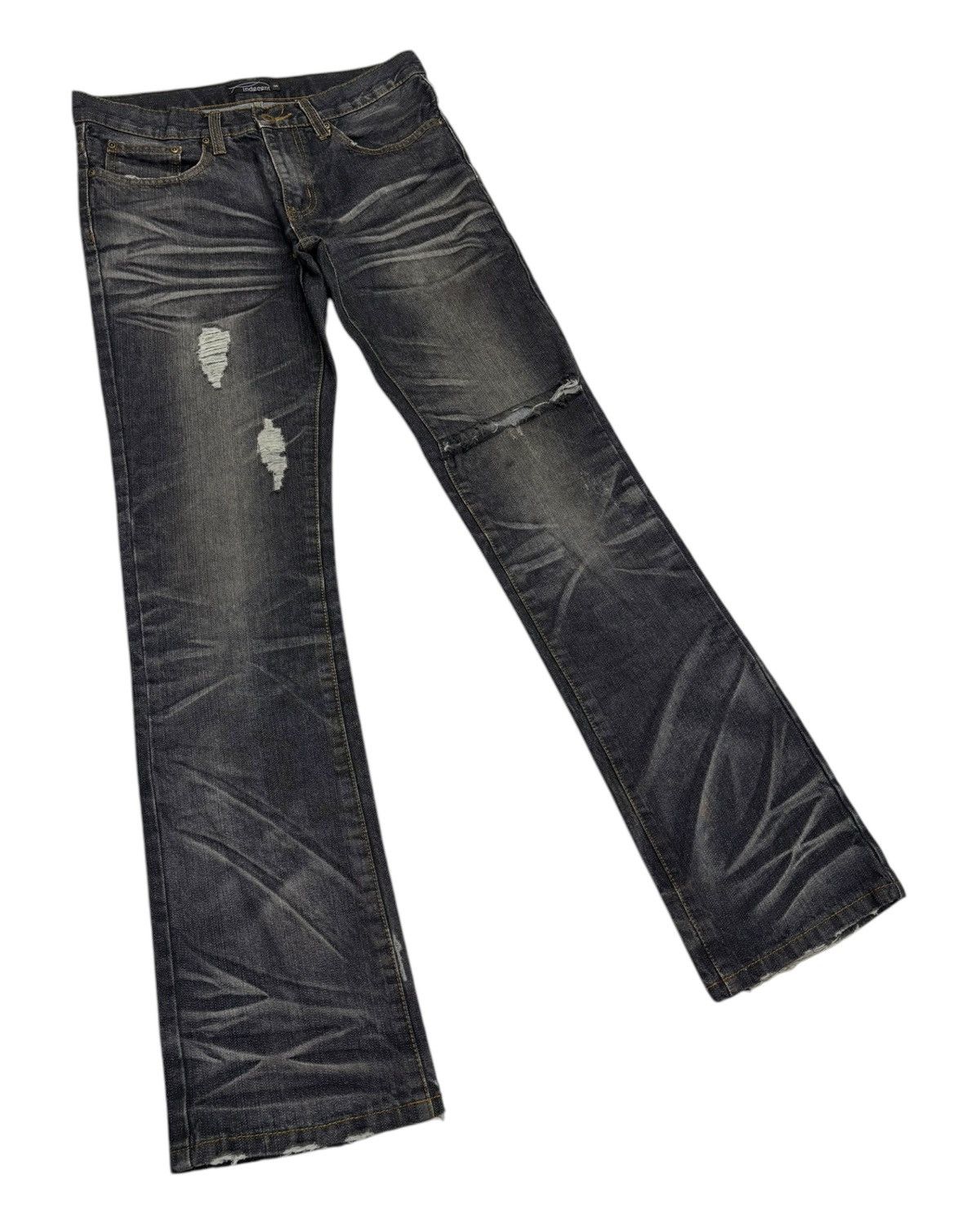 Hysteric Glamour × Japanese Brand 🔥INDECENT FLARE SLIM JEAN WHISKER CLAWMARK DISTRESS DENIM Size US 30 / EU 46 - 2 Thumbnail