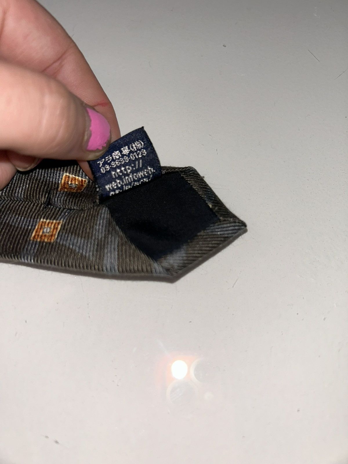 Burberry Vintage Burberry Gray Block Patterned Men’s Silk Tie Size ONE SIZE - 7 Thumbnail