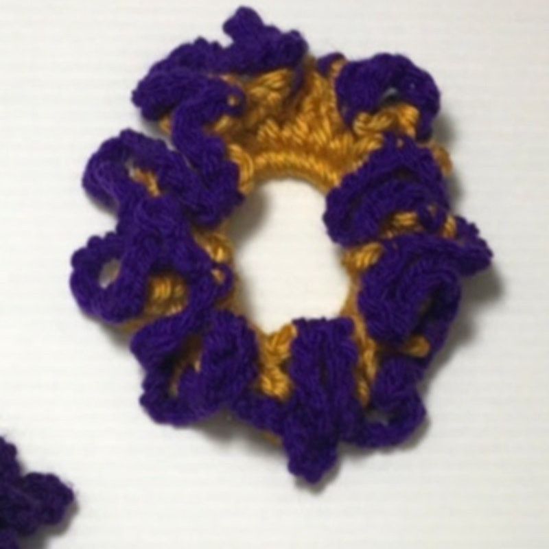 Handmade NWT Purple Gold Handmade Crocheted Hair Scrunchie Set of 3 Size ONE SIZE - 3 Thumbnail