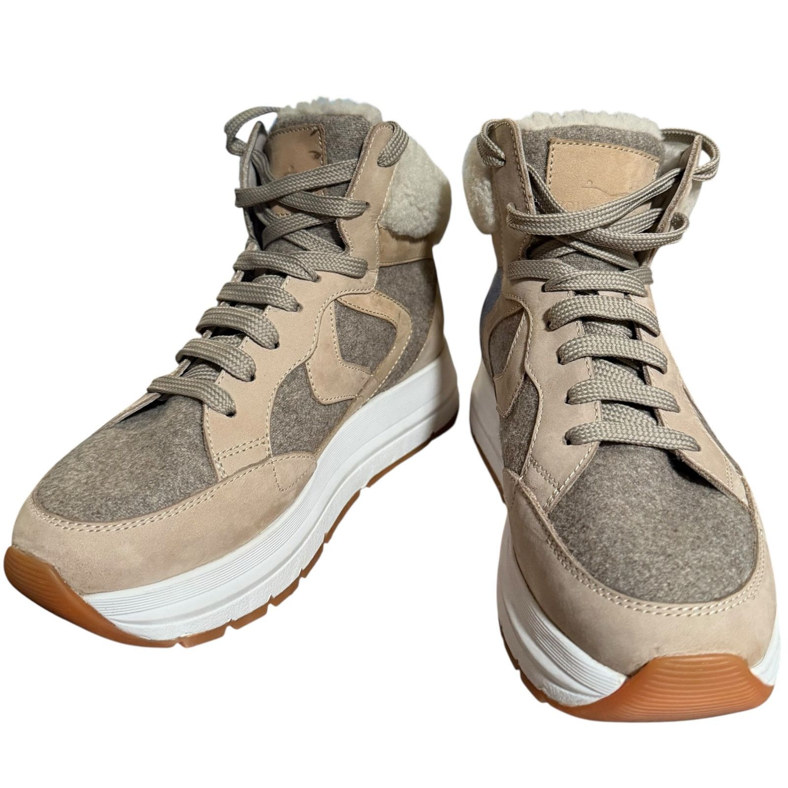 Other Voile Blanche Maran High Top Shearling Sneaker Beige Size 36 Size US 5.5 / IT 35.5 - 2 Thumbnail
