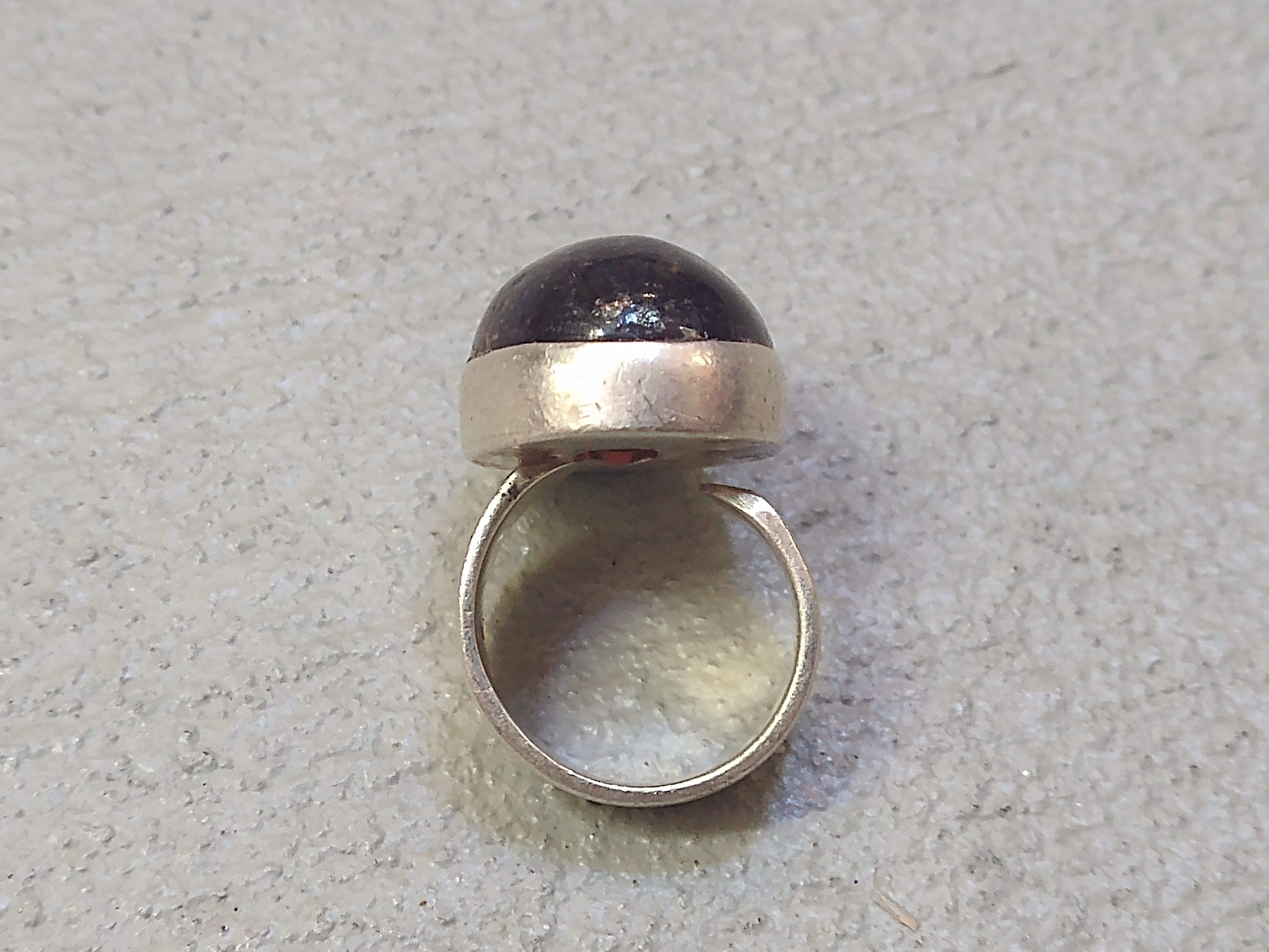 Jewelry Vintage Sterling Silver Ring Size 8 Amber Brown Oval Modern Size ONE SIZE - 3 Thumbnail
