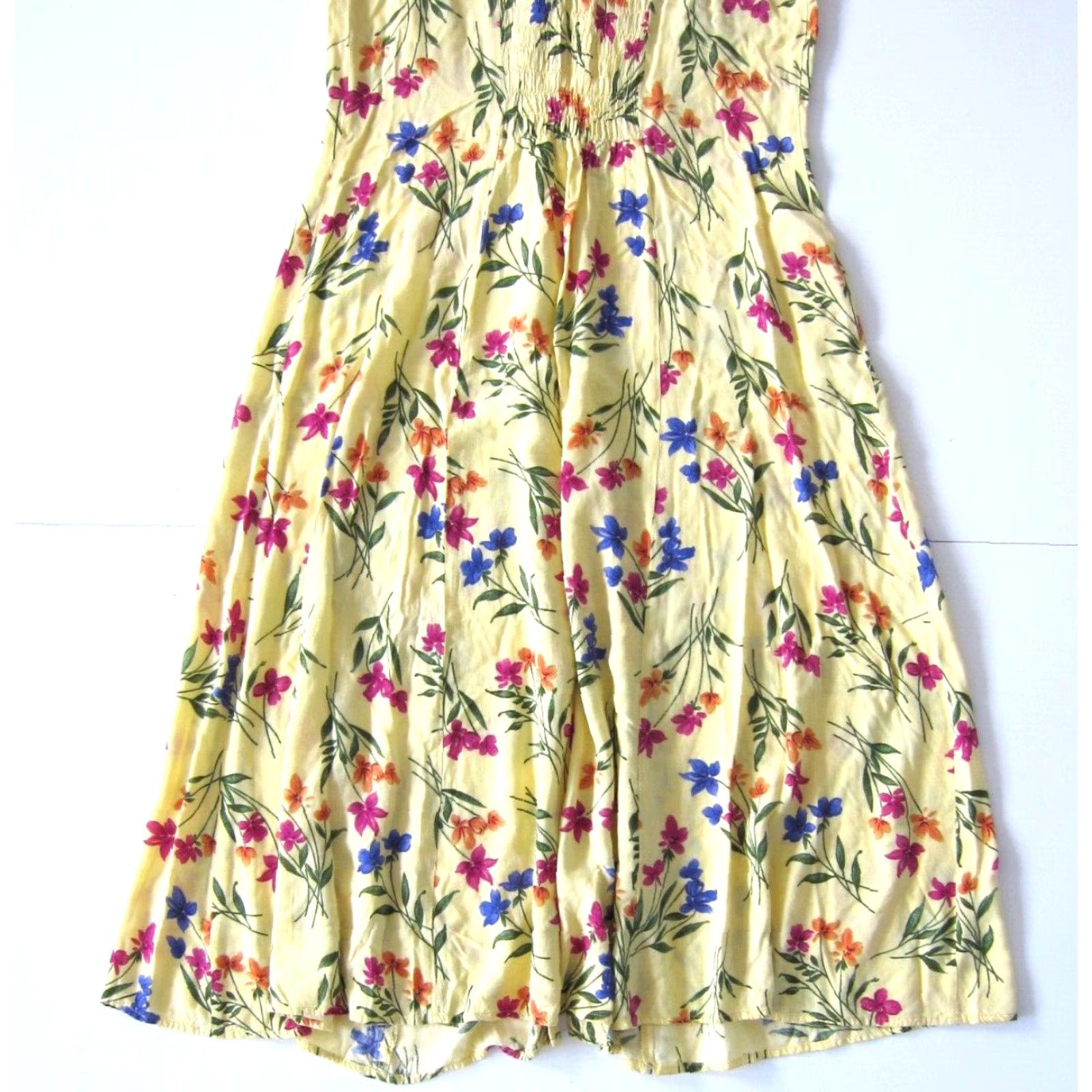 Pinko Bedford Fair Lifestyles 100% Rayon Yellow Pink Floral Long Maxi Tank Dress M Size M / US 6-8 / IT 42-44 - 7 Thumbnail