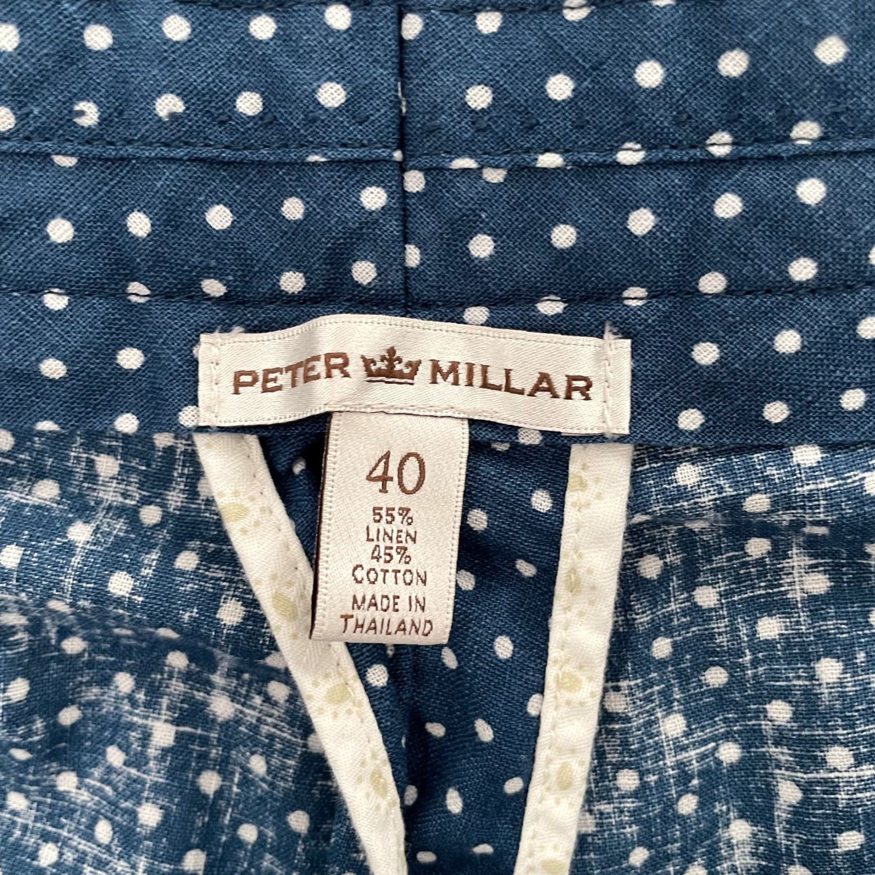 Peter Millar Peter Millar Shorts Adult 40 Blue Polka Dot Linen Cotton Chino Golf Mens Size US 40 / EU 56 - 4 Thumbnail