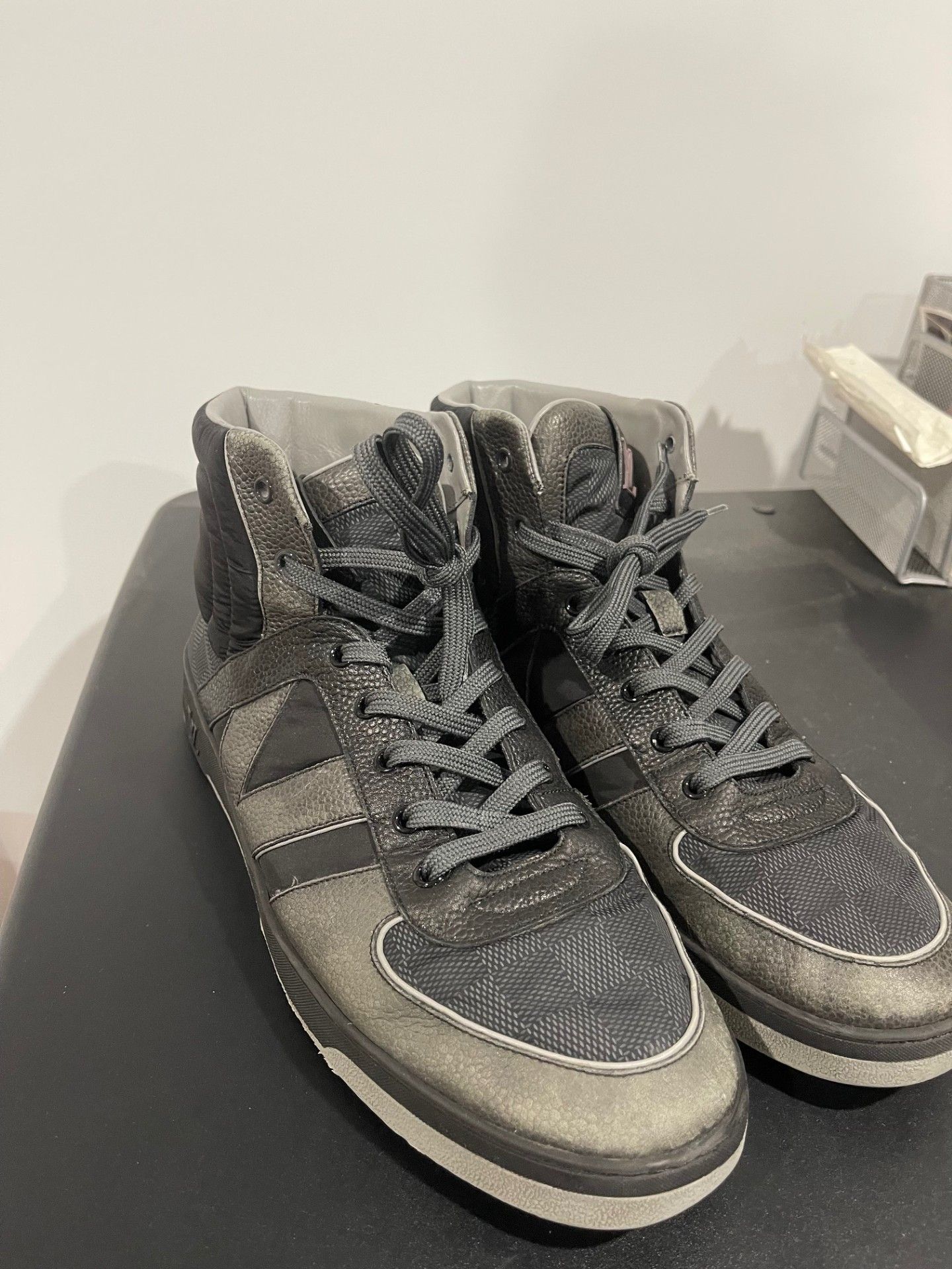 Louis Vuitton Louis Vuitton Tribe Damier High Top Sneakers Grey UK 8.5 Size US 9.5 / EU 42-43 - 4 Thumbnail