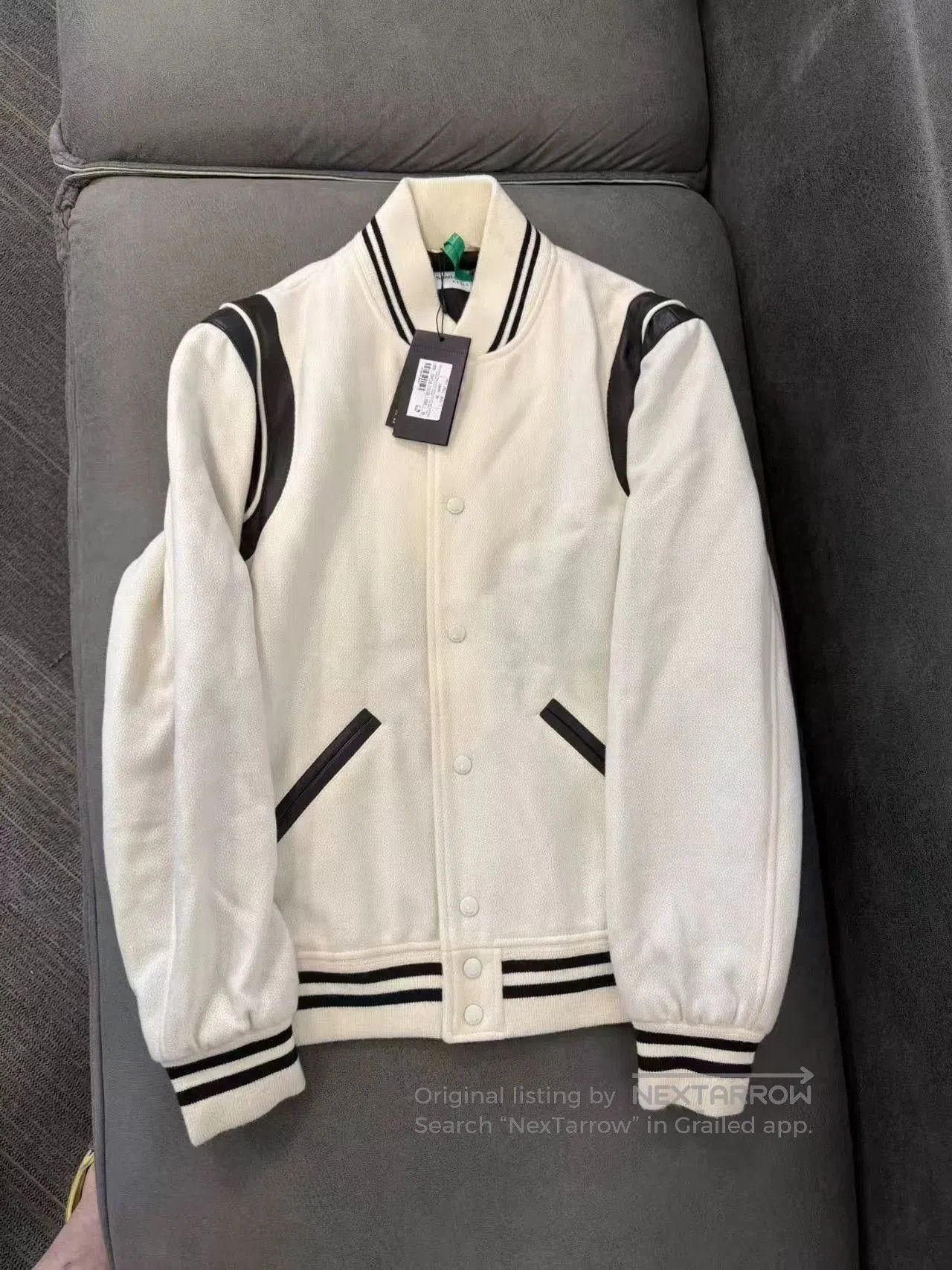 Saint Laurent Paris Saint Laurent White Baseball Jacket. Size US L / EU 52-54 / 3 - 1 Thumbnail