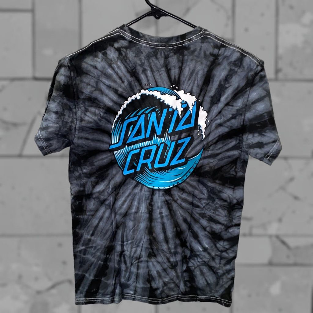 Vintage Santa Cruz Mens Gray Short Sleeve Tye Dye Style T-Shirt Size S 17.5 In Armpit Size US S / EU 44-46 / 1 - 1 Thumbnail