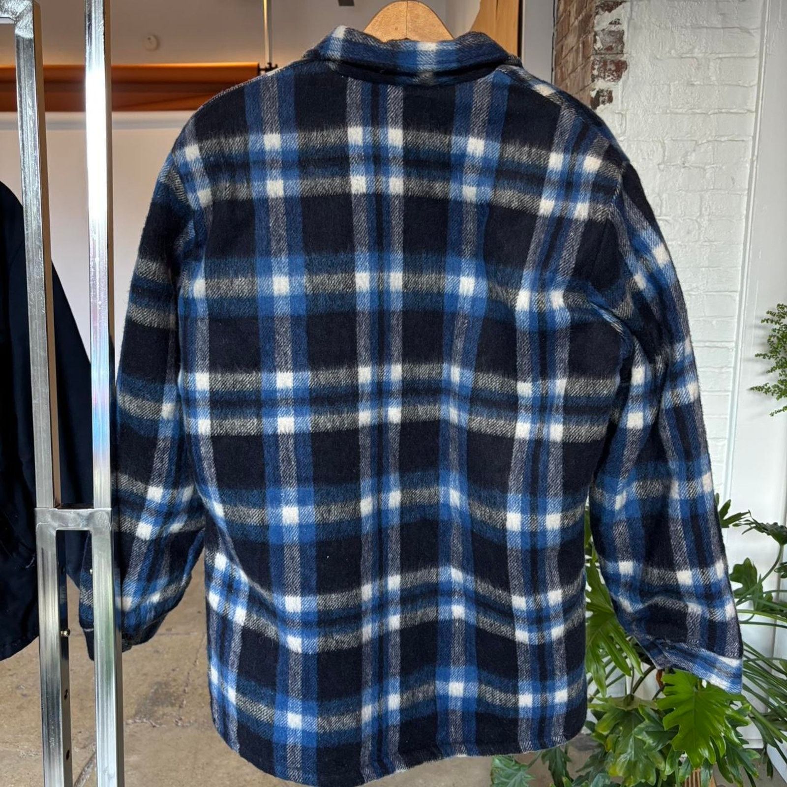Vintage Blue and White Shadow Plaid Sherpa Lined Flannel Jacket. Size US L / EU 52-54 / 3 - 2 Thumbnail