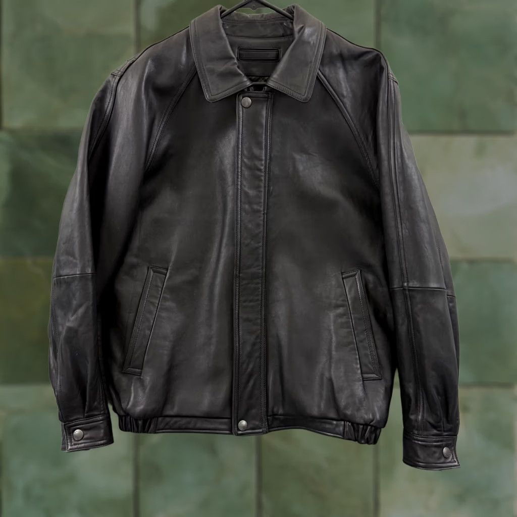 Liz Claiborne VINTAGE Claiborne Jacket Mens Medium Black Lambskin Leather 90s Biker Outdoor Size US M / EU 48-50 / 2 - 1 Thumbnail