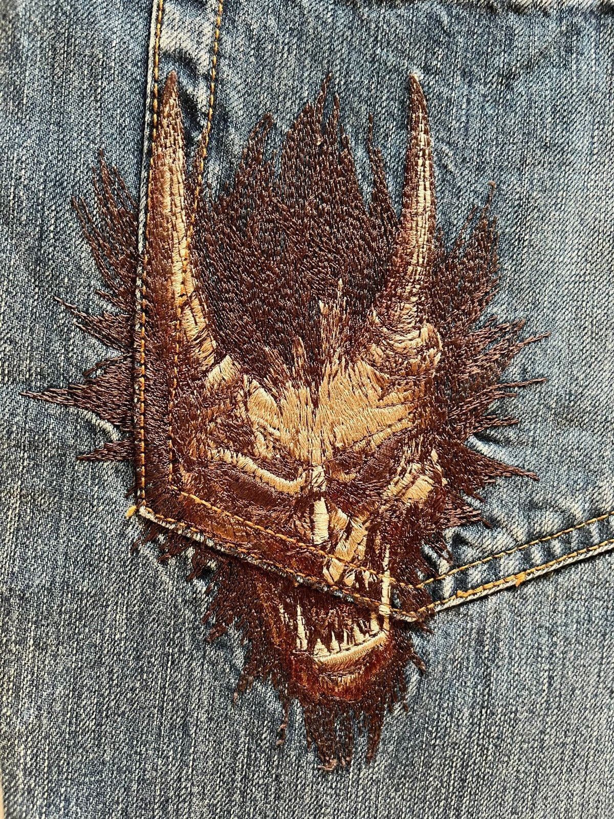 Japanese Brand Vintage Japanese Oniarai Paint Splatter Devil Jeans Size US 29 - 3 Thumbnail
