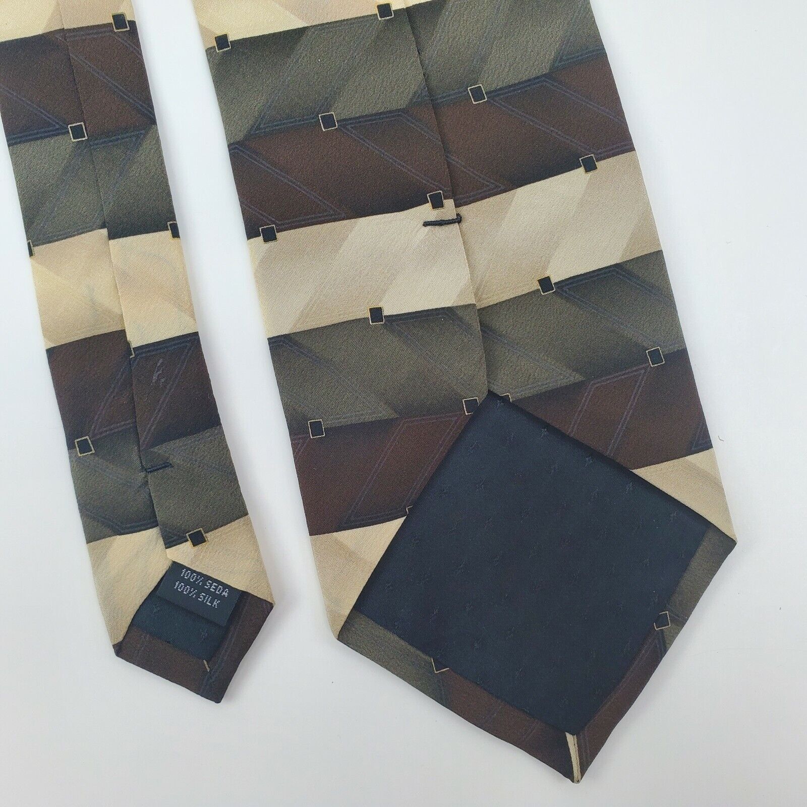 Croft & Barrow Croft Barrow Brown Green Tan Silk Tie Classic Size ONE SIZE - 5 Thumbnail