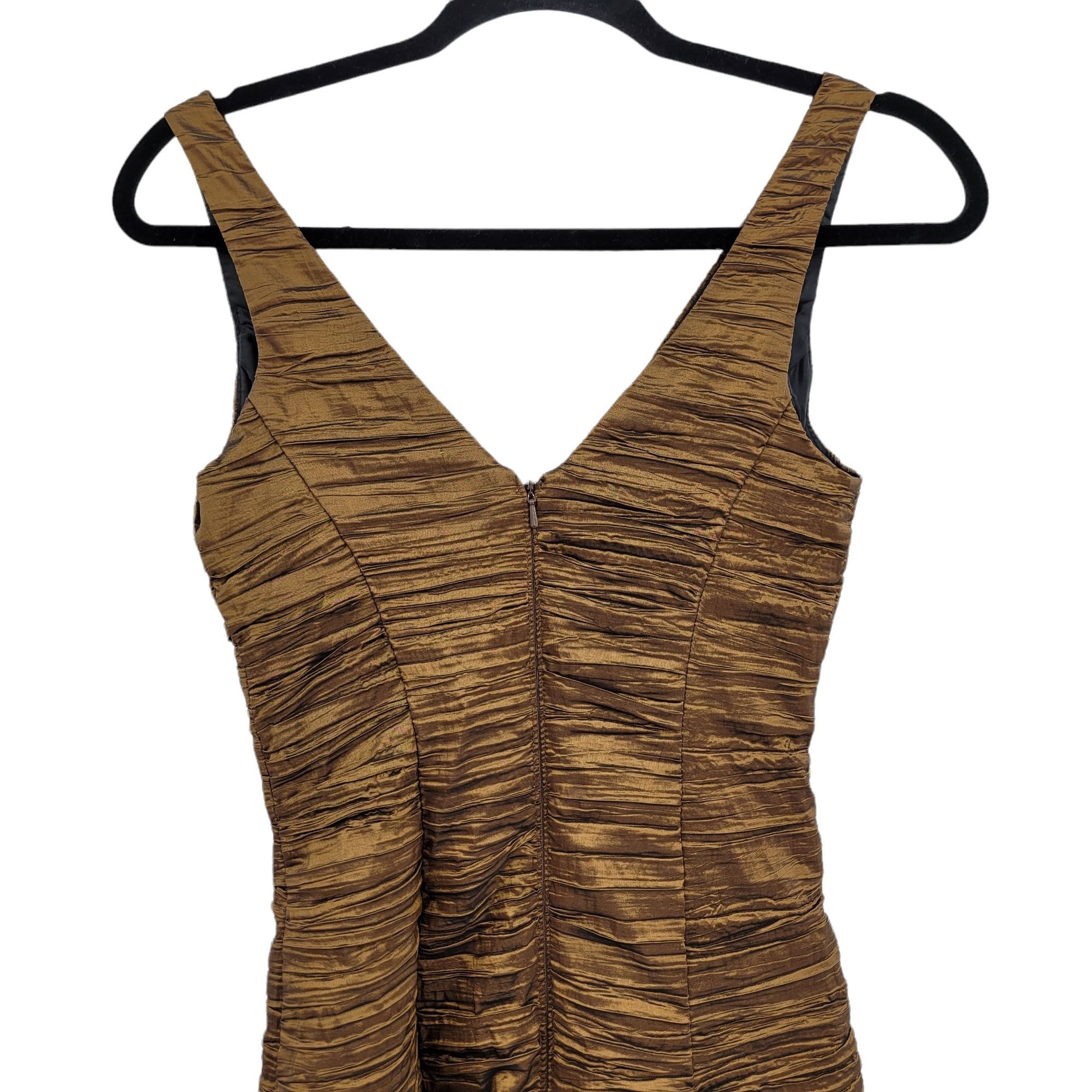 Jessica McClintock Vtg Cocktail Dress Sz 4 Artsy Metallic Bronze Textured Tier Size S / US 4 / IT 40 - 8 Thumbnail