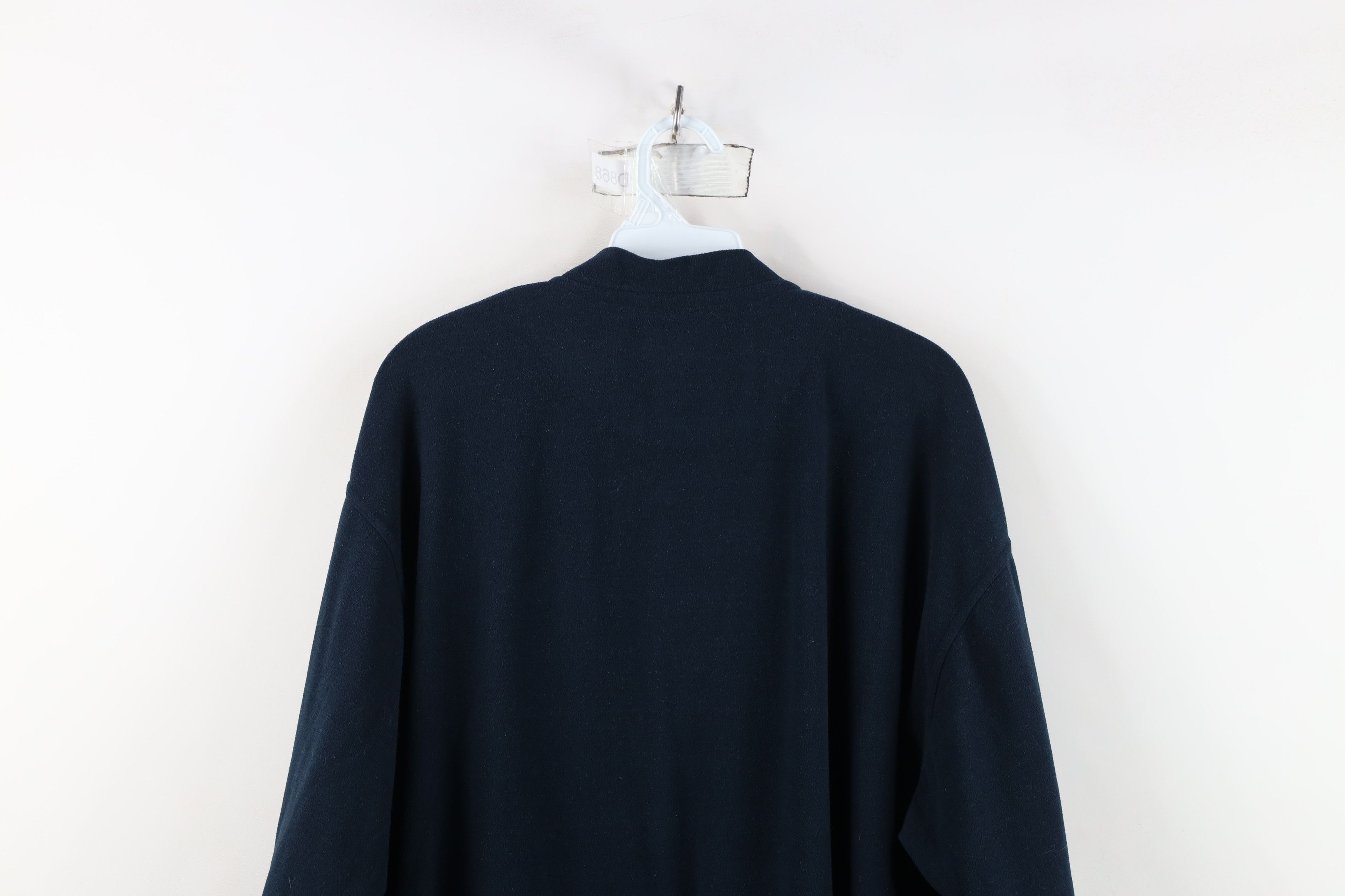 Vintage Vintage 90s Perry Ellis Spell Out Henley Fleece Sweater Blue Size US M / EU 48-50 / 2 - 9 Thumbnail