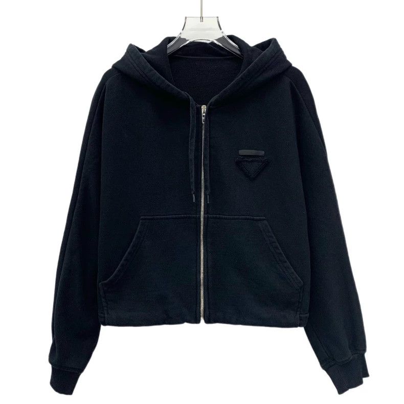 Prada Prada Black Triangle Logo Zip Hoodie-yf Size US XS / EU 42 / 0 - 1 Thumbnail