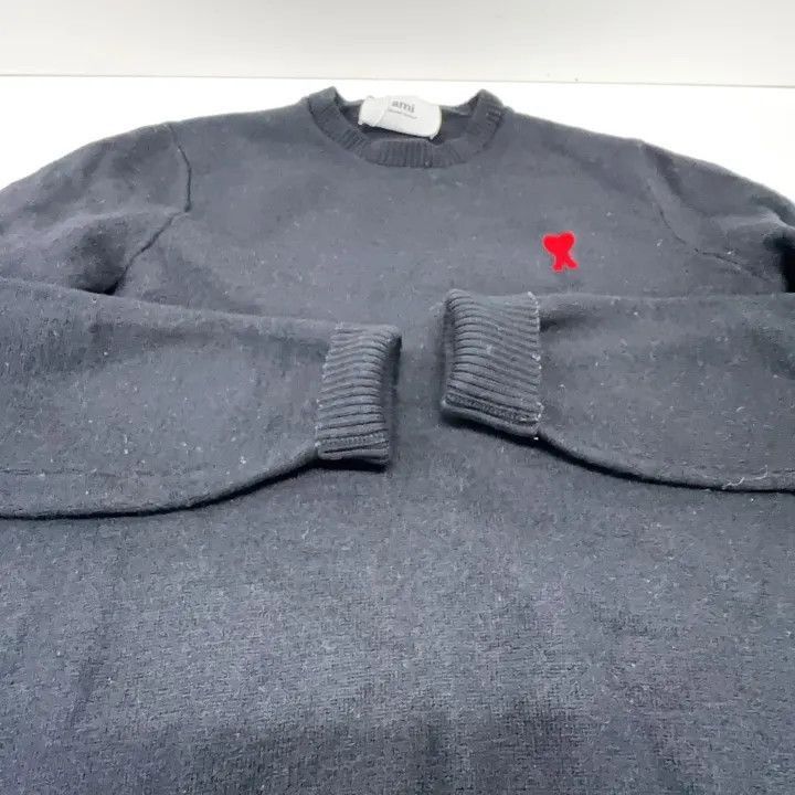 AMI AMIPARIS Men's Black Crewneck Sweater with Hearts -2507 Size US XS / EU 42 / 0 - 8 Thumbnail