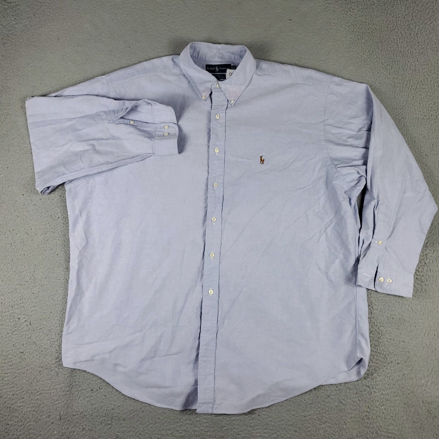 Ralph Lauren VINTAGE Ralph Lauren Dress Shirt Mens Size 18 Blue Cotton Long Sleeve Button-Down Business Casual Formal Size 48R - 3 Thumbnail