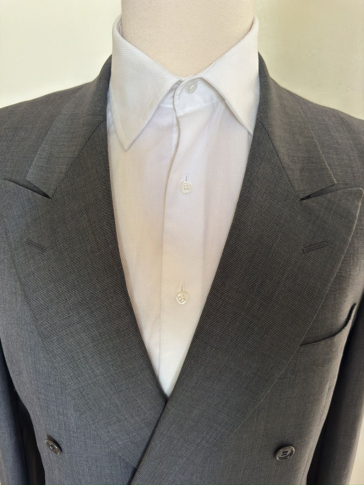 Bergdorf Goodman × Valentino Valentino Made In Italy DB Peak Lapel Wool Suit in Grey 40L Size 40L - 4 Thumbnail