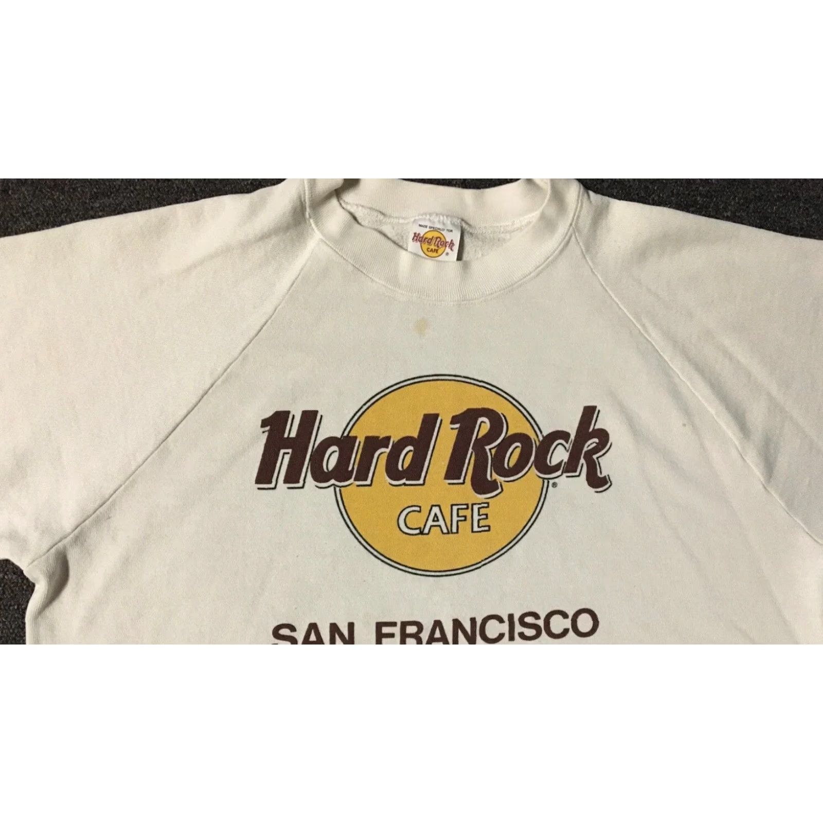 Hard Rock Cafe VINTAGE Hard Rock Cafe San Francisco Hoodie L White 80s Distressed Grunge Mens Size US L / EU 52-54 / 3 - 4 Thumbnail
