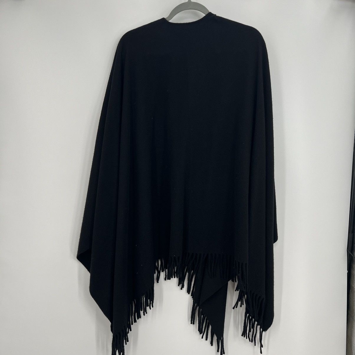Pinko NEW Pinko Fringed 100% Wool Poncho Relaxed Fit Black Size ONE SIZE - 9 Thumbnail