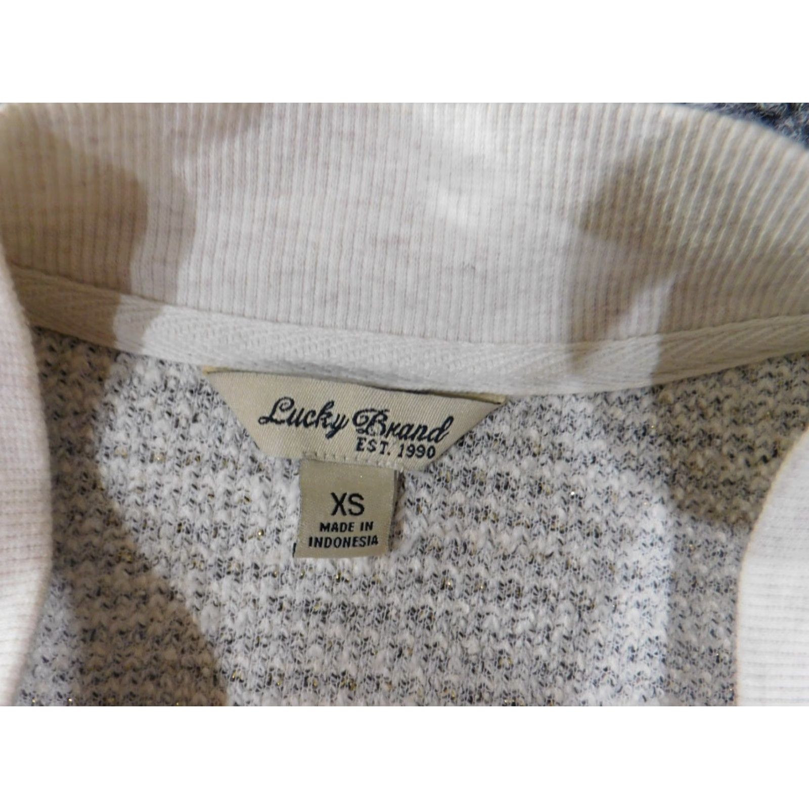 Lucky Brand Lucky Brand Jacket Womens XS Beige Zip Stretch Geometric Knit Bomber Size XS / US 0-2 / IT 36-38 - 5 Thumbnail
