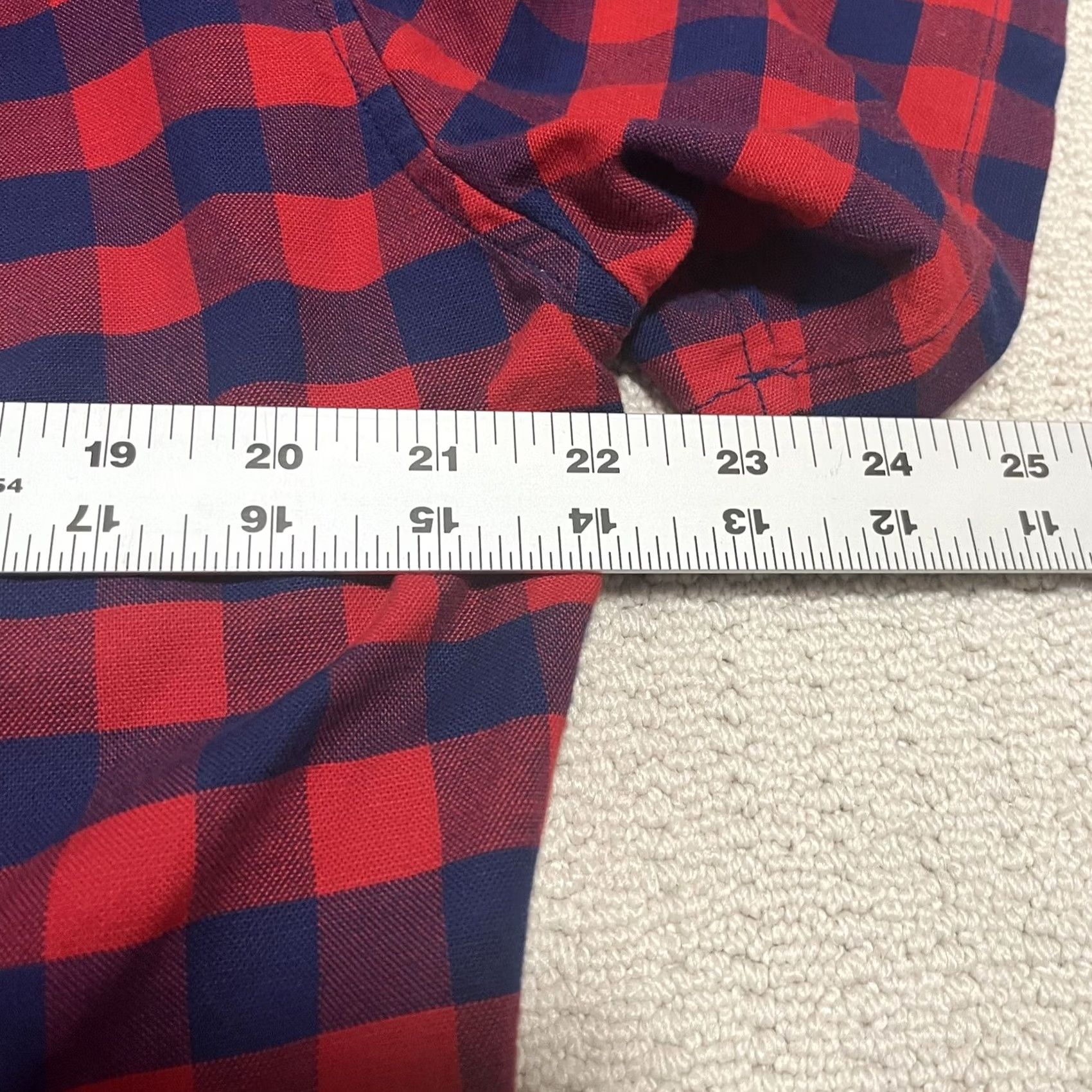 Gap GAP Shirt Mens Button Up Plaid Red Blue Check Large Casual Cotton Knit Slim Fit Short Sleeve Button-Front Size US L / EU 52-54 / 3 - 7 Thumbnail