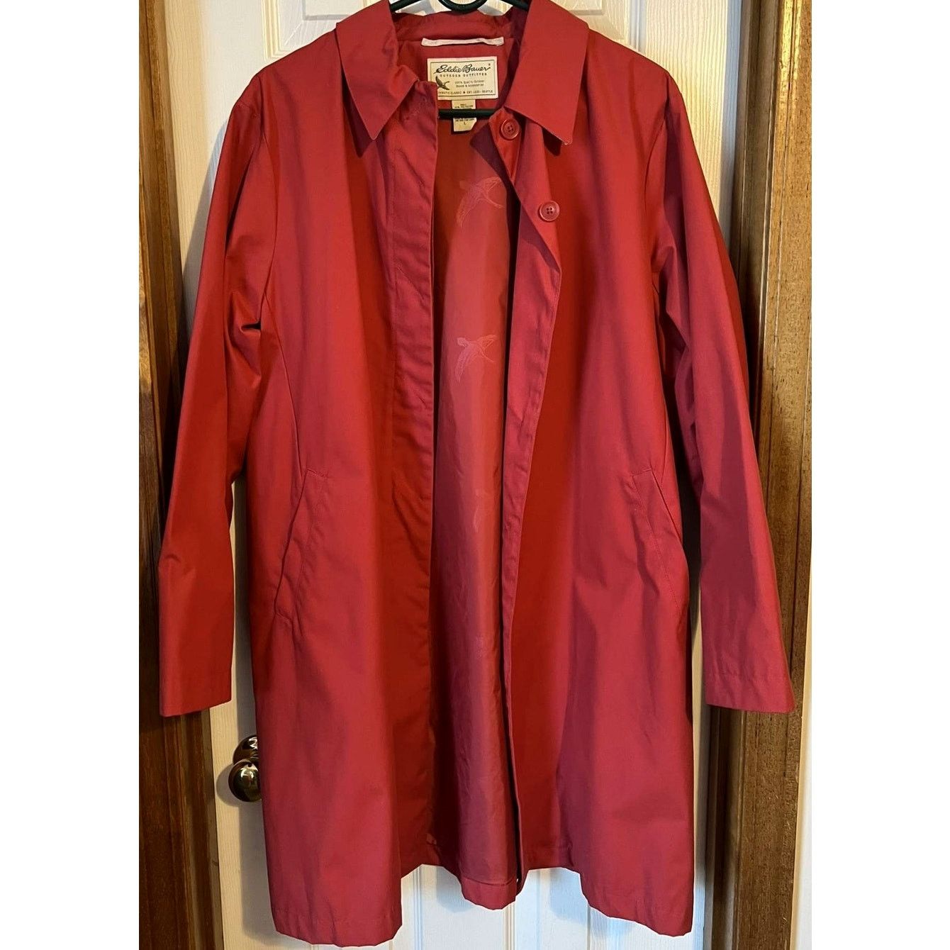 Eddie Bauer Eddie Bauer Women’s Lightweight Red Trench Coat – Size L Size L / US 10 / IT 46 - 2 Thumbnail