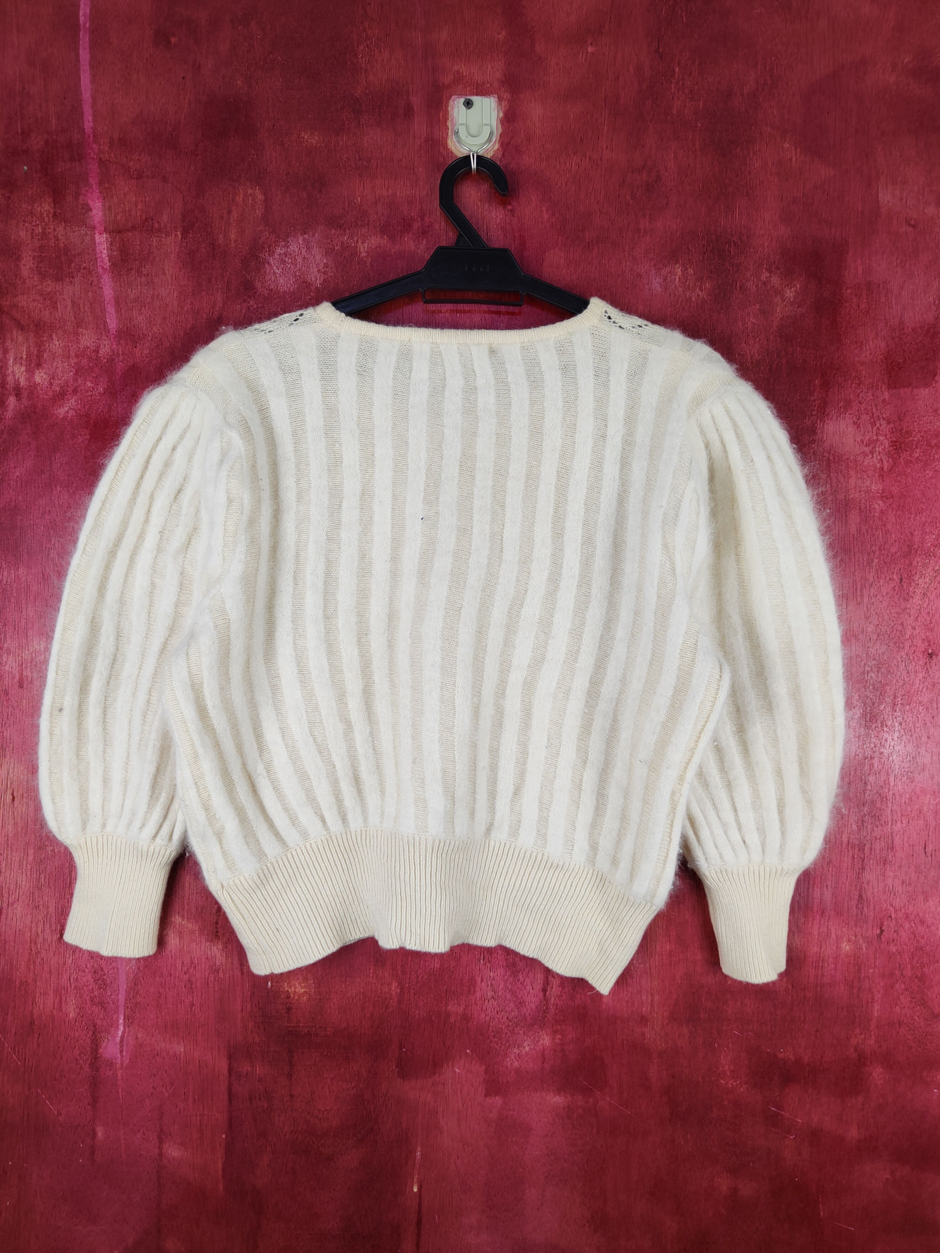 Homespun Knitwear Lansoir Cream Shag Shaggy Fur Mohair Knitwear #S2065 Size S / US 4 / IT 40 - 7 Thumbnail