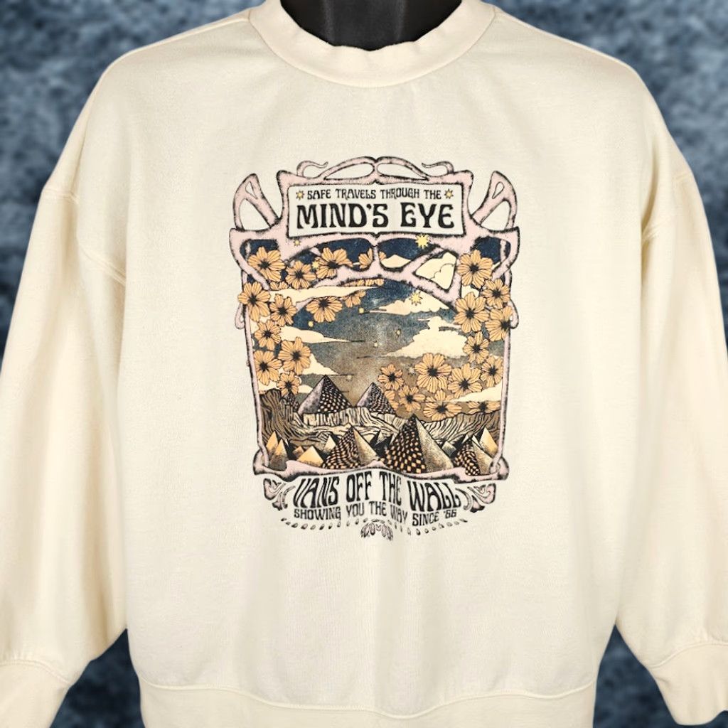 Vans VANS Off The Wall Sweatshirt Womens Size S OVERSIZED Ivory Cotton Blend Crew Neck Pullover Size S / US 4 / IT 40 - 1 Thumbnail