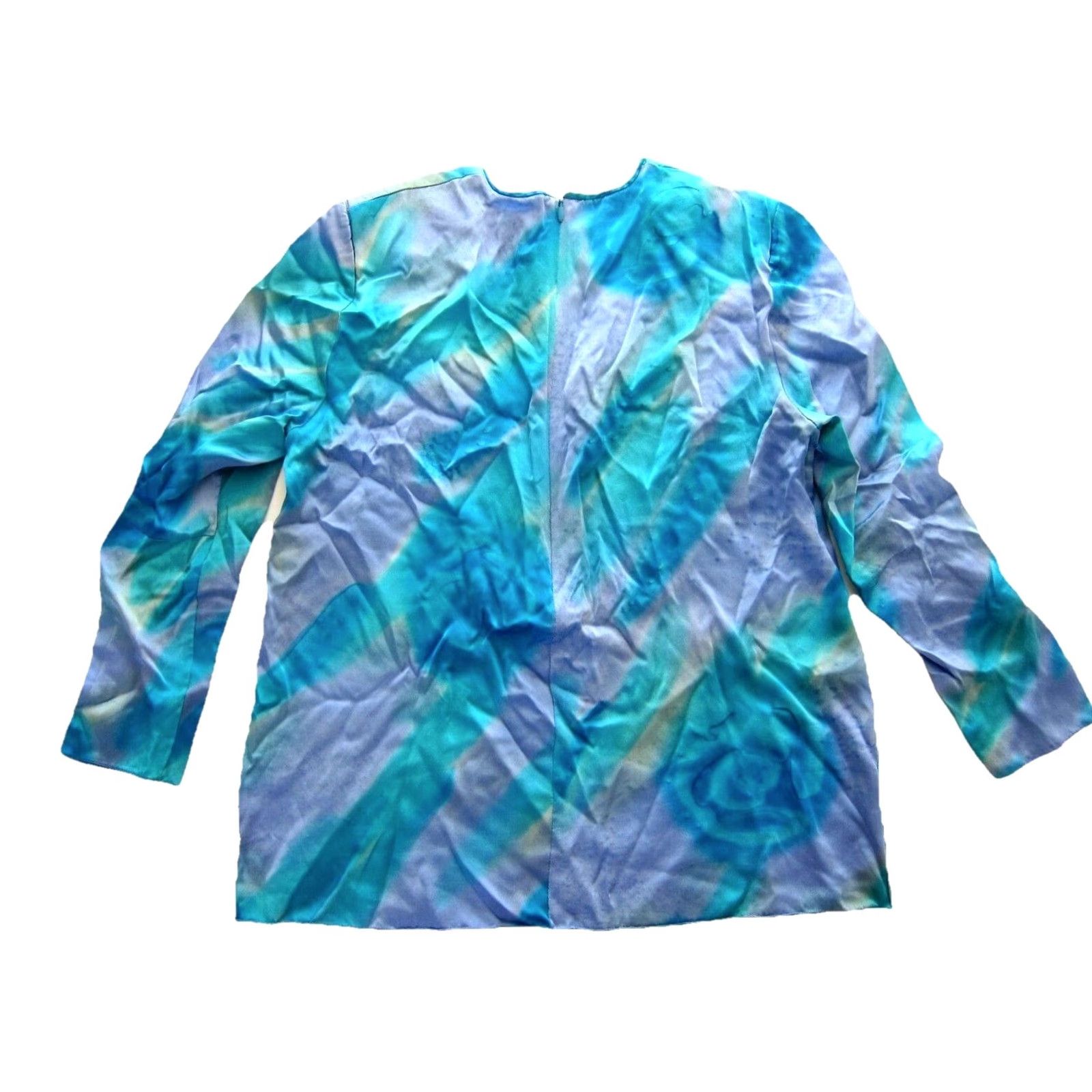 Vintage VINTAGE Suk-Hui Ltd. Scottsdale Blouse Shirt Silk Blue Tie Dye Long Sleeve M-L Women Size M / US 6-8 / IT 42-44 - 2 Thumbnail